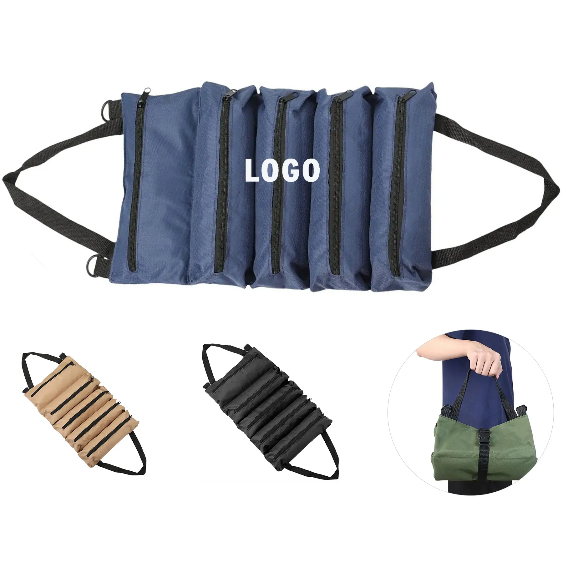 Multi Purpose Canvas Tool Roll Zippered Wrench Pouch 2