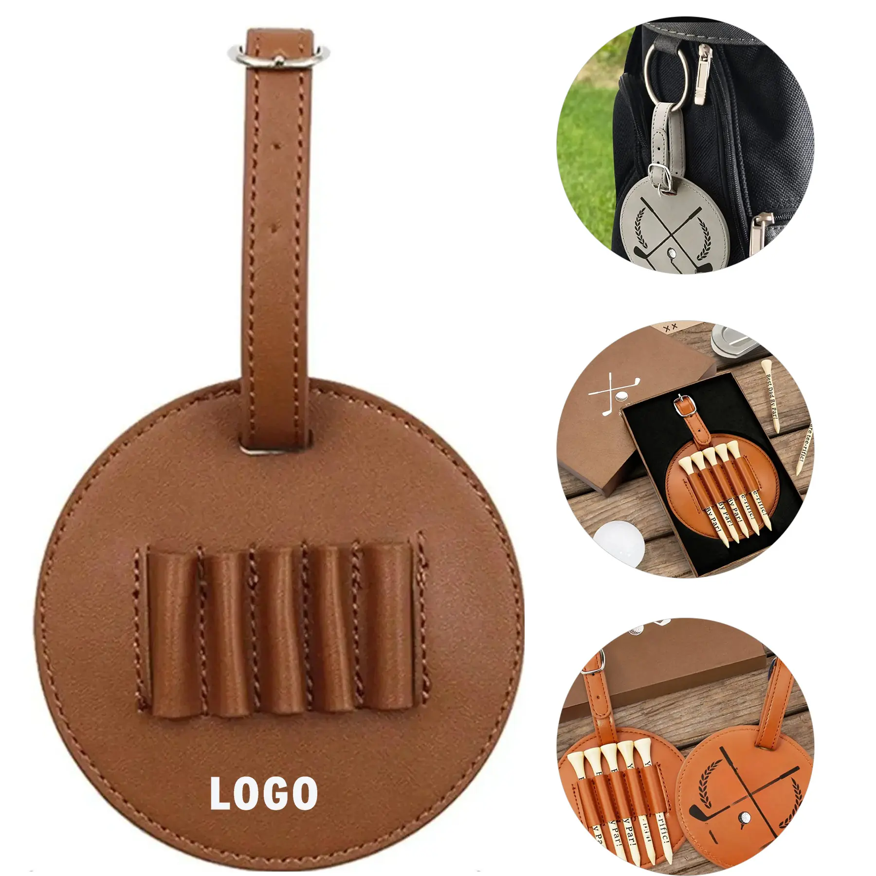 Premium PU Leather Golf Tee Holder Belt Clip Pouch 2