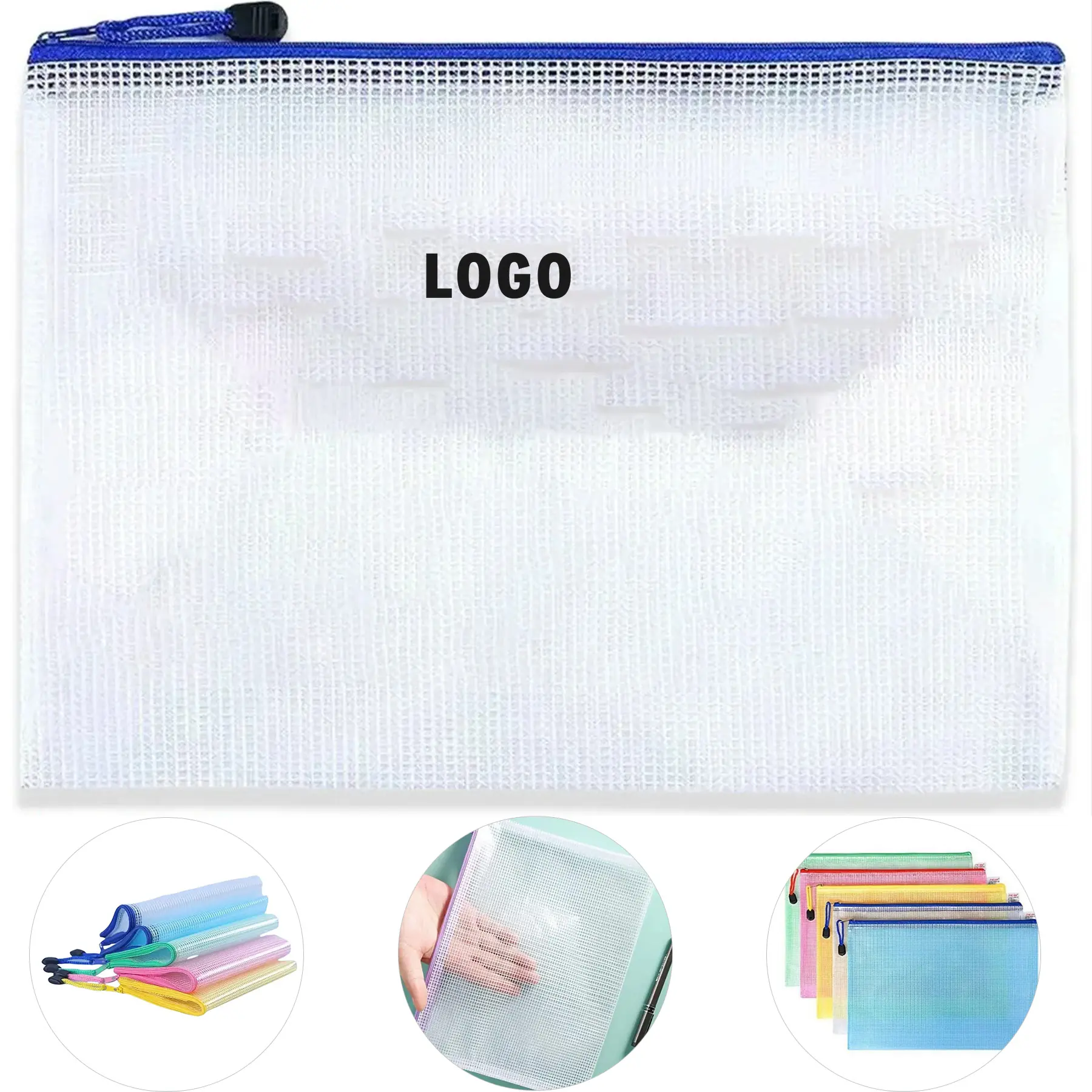 Waterproof Clear Mesh Zippered Pouch Electronics Organizer 2