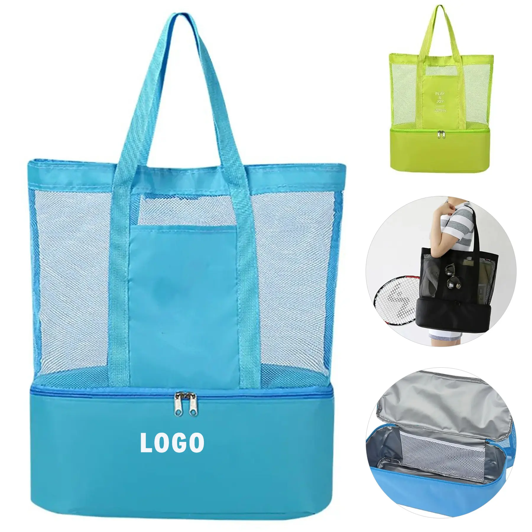 Spacious Mesh Beach Tote Wet Dry Compartments 2