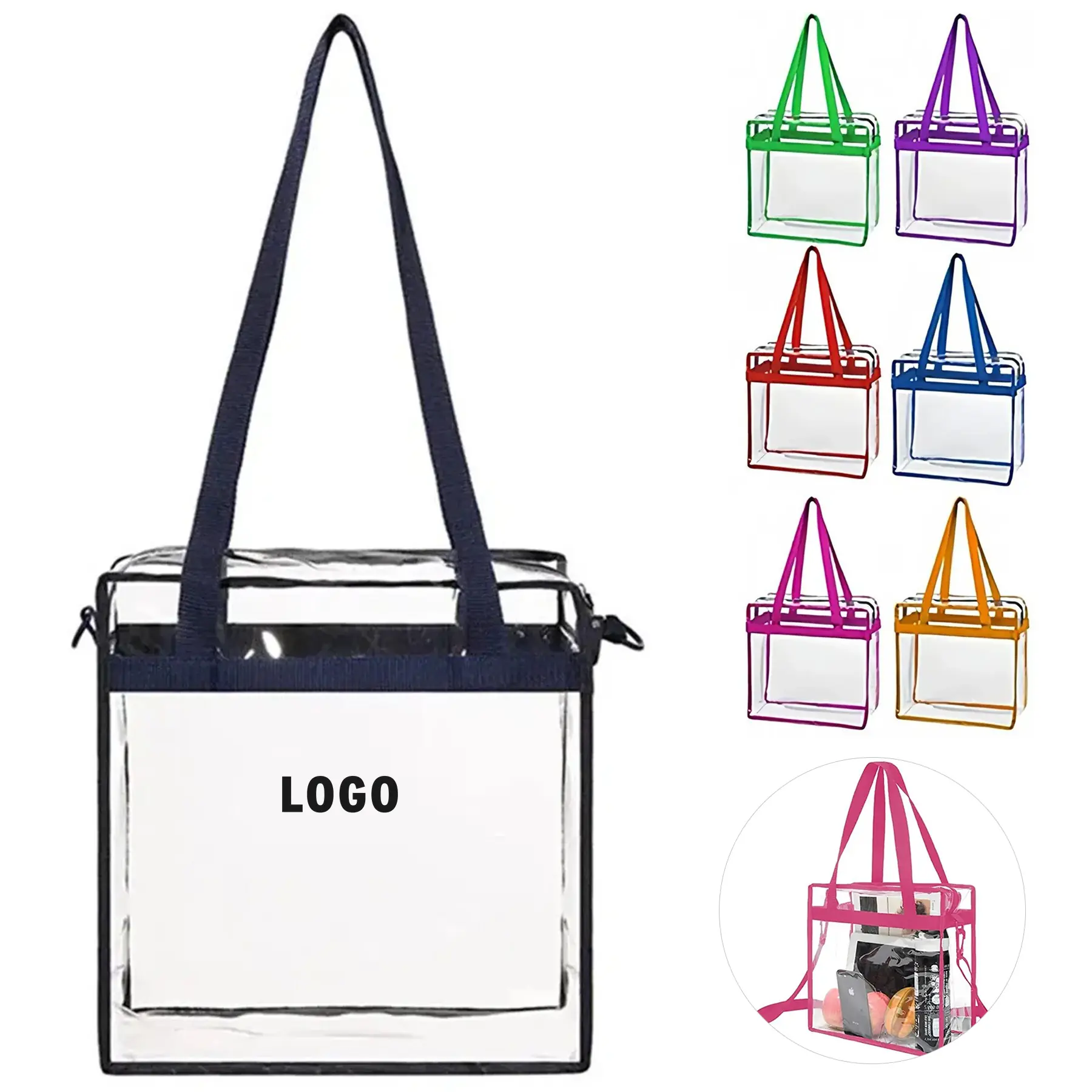 Clear PVC Stadium Tote Bag Zippered Security Event Approved 2