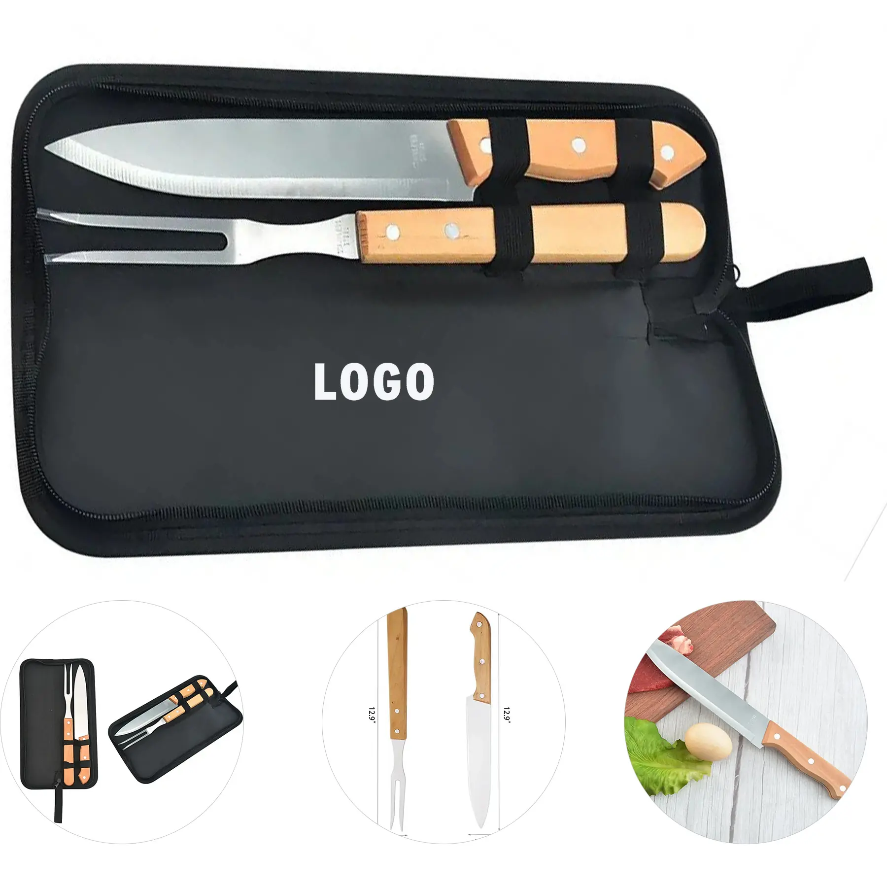 BBQ 2 Piece Stainless Steel Grilling Utensil Set Knife Fork 2