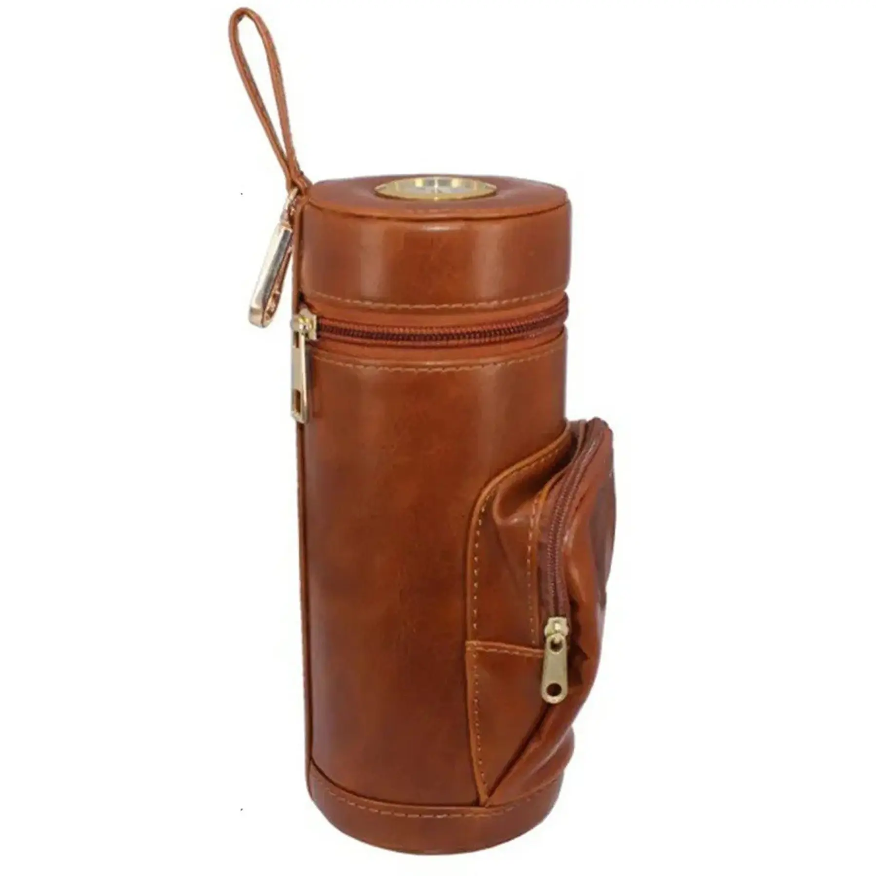 Premium Leather Cigar Case Humidor Storage 5 Cigars Cutter Hygrometer