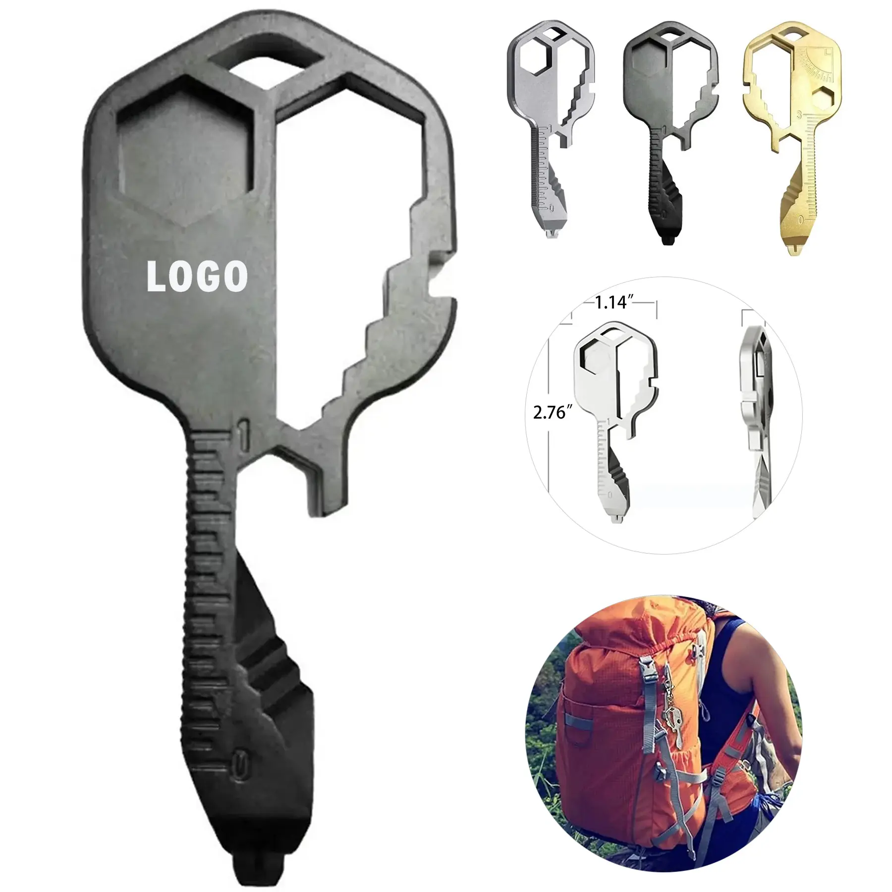 Compact Stainless Steel Keychain Multi Tool 24 Functions EDC Gadget 2