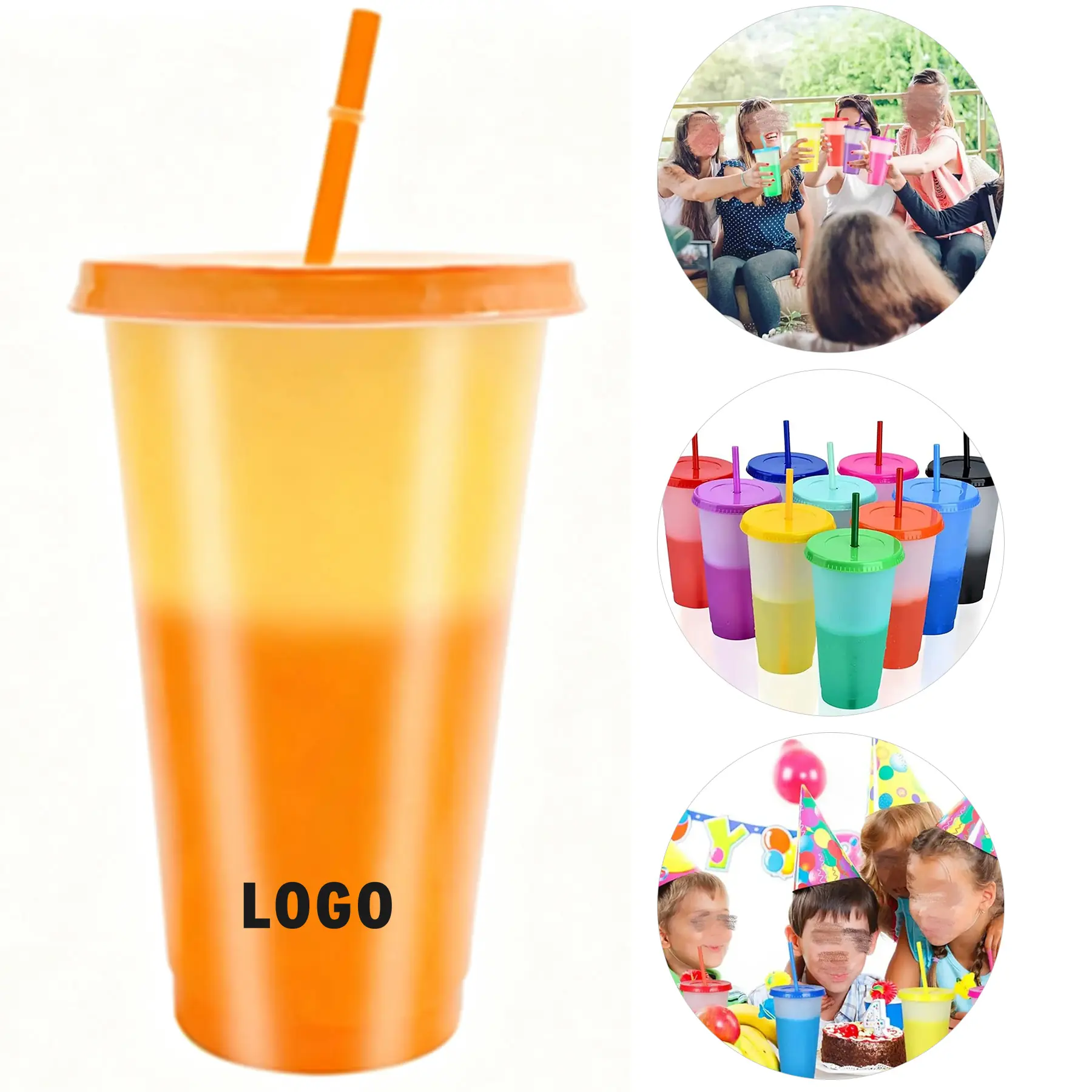 Magic Color Changing Cold Cup Set Leak Proof Straws Reusable 2