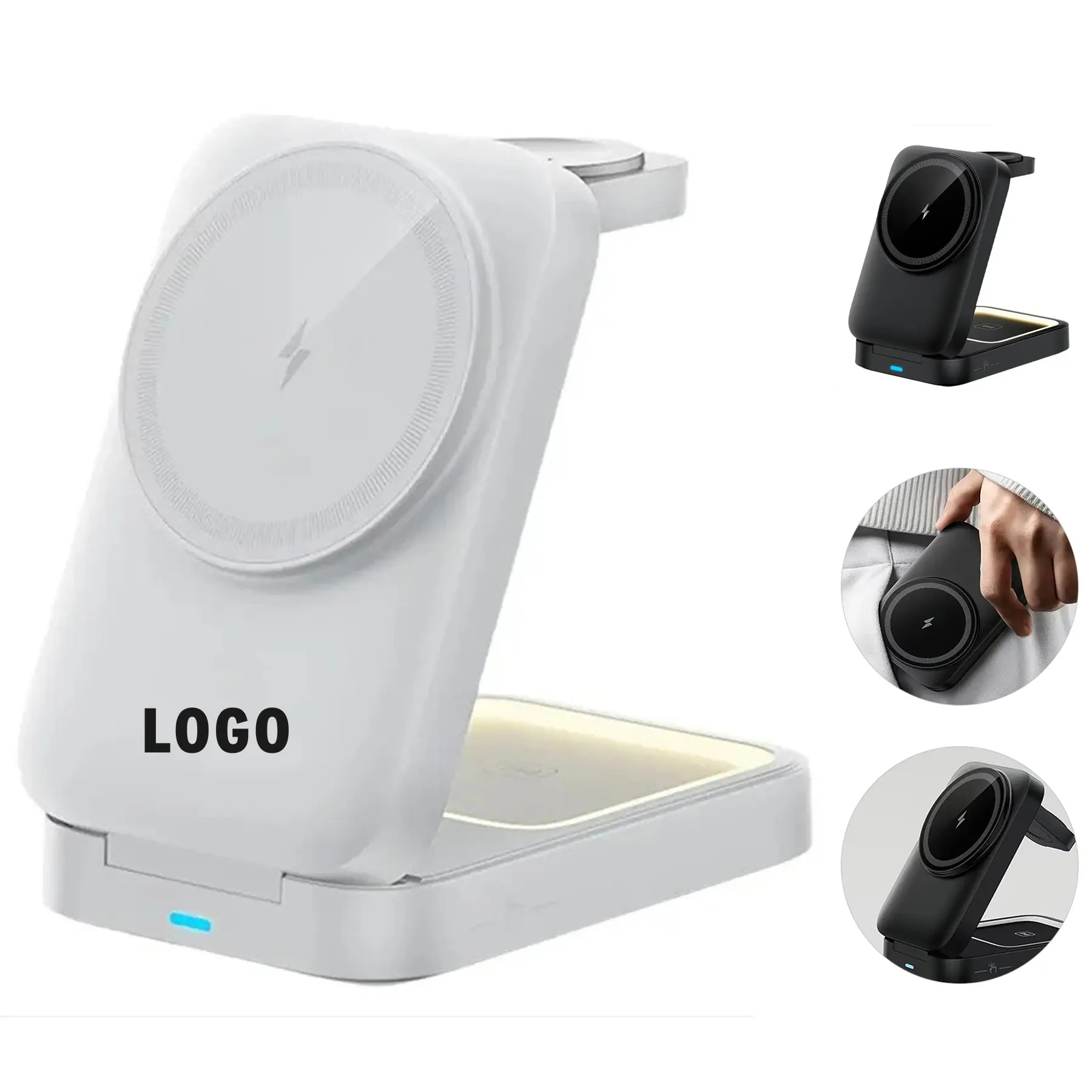 Triple Device Foldable Wireless Charging Station Custom Logo 2