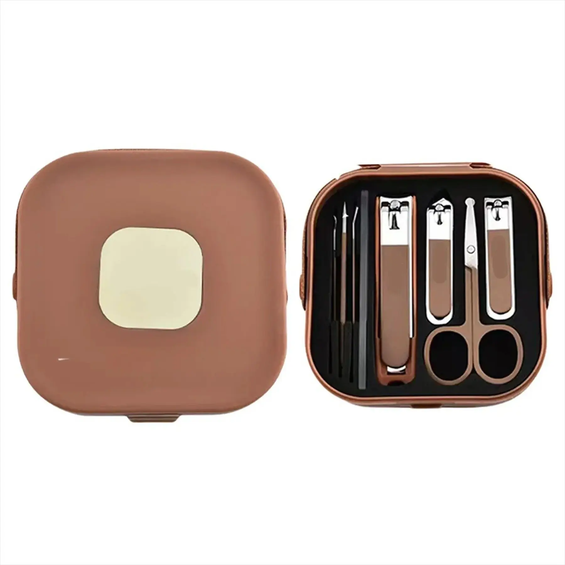 8 Piece Travel Grooming Kit Nail Clippers File Scissors Tweezers Case