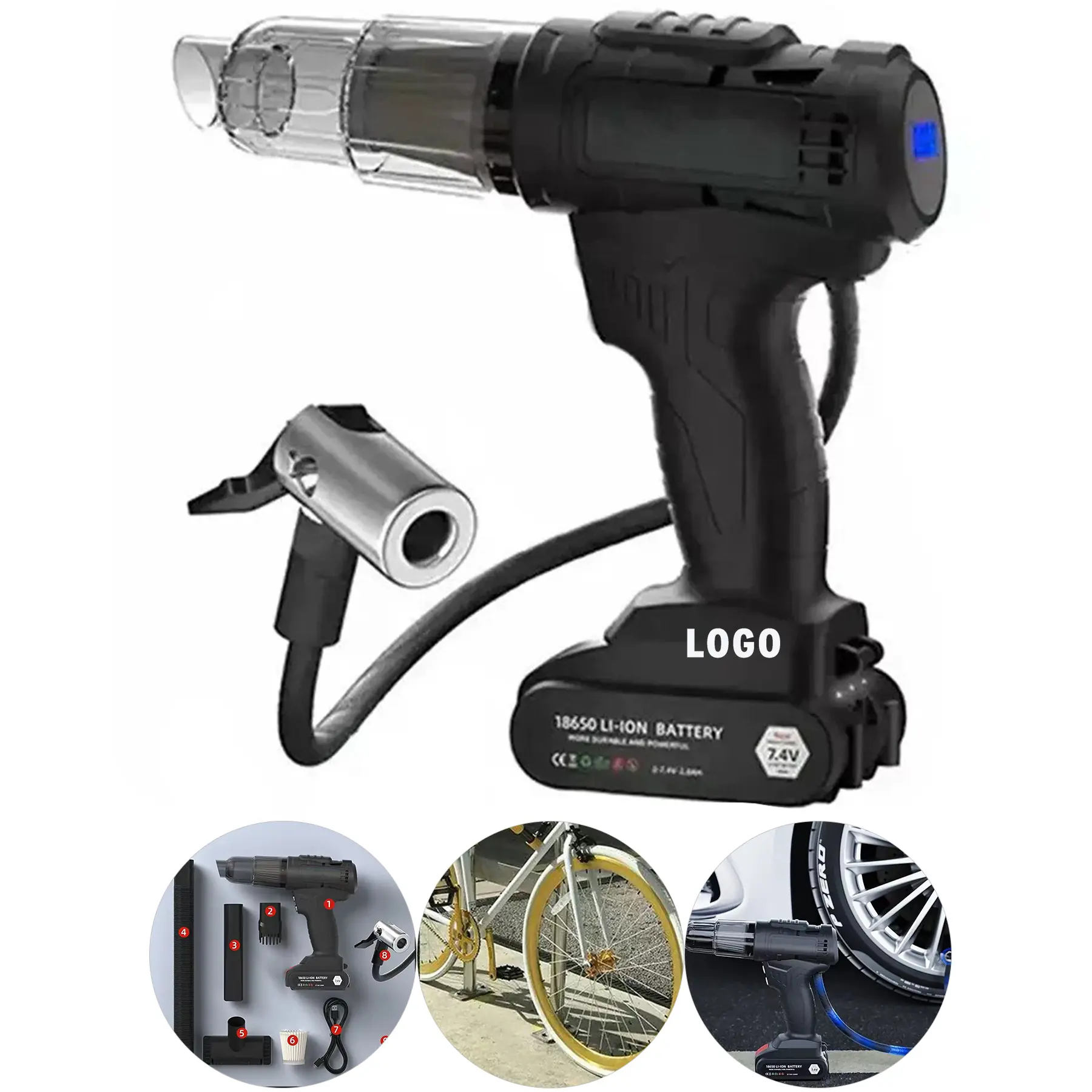 Portable Cordless Handheld Vacuum Air Pump Combo Kit Multiple Nozzles 2