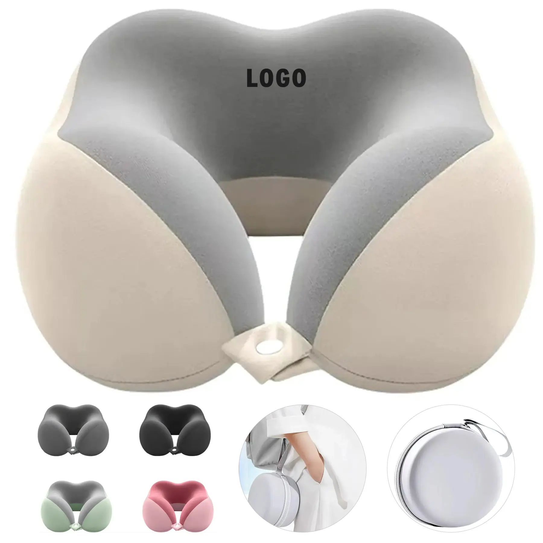 Ergonomic Memory Foam Neck Pillow Travel Storage Case 2