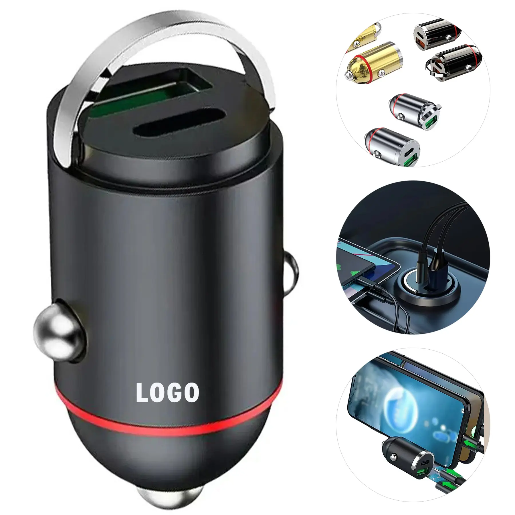 Compact Dual Port Car Charger USB C Fast Charging 2