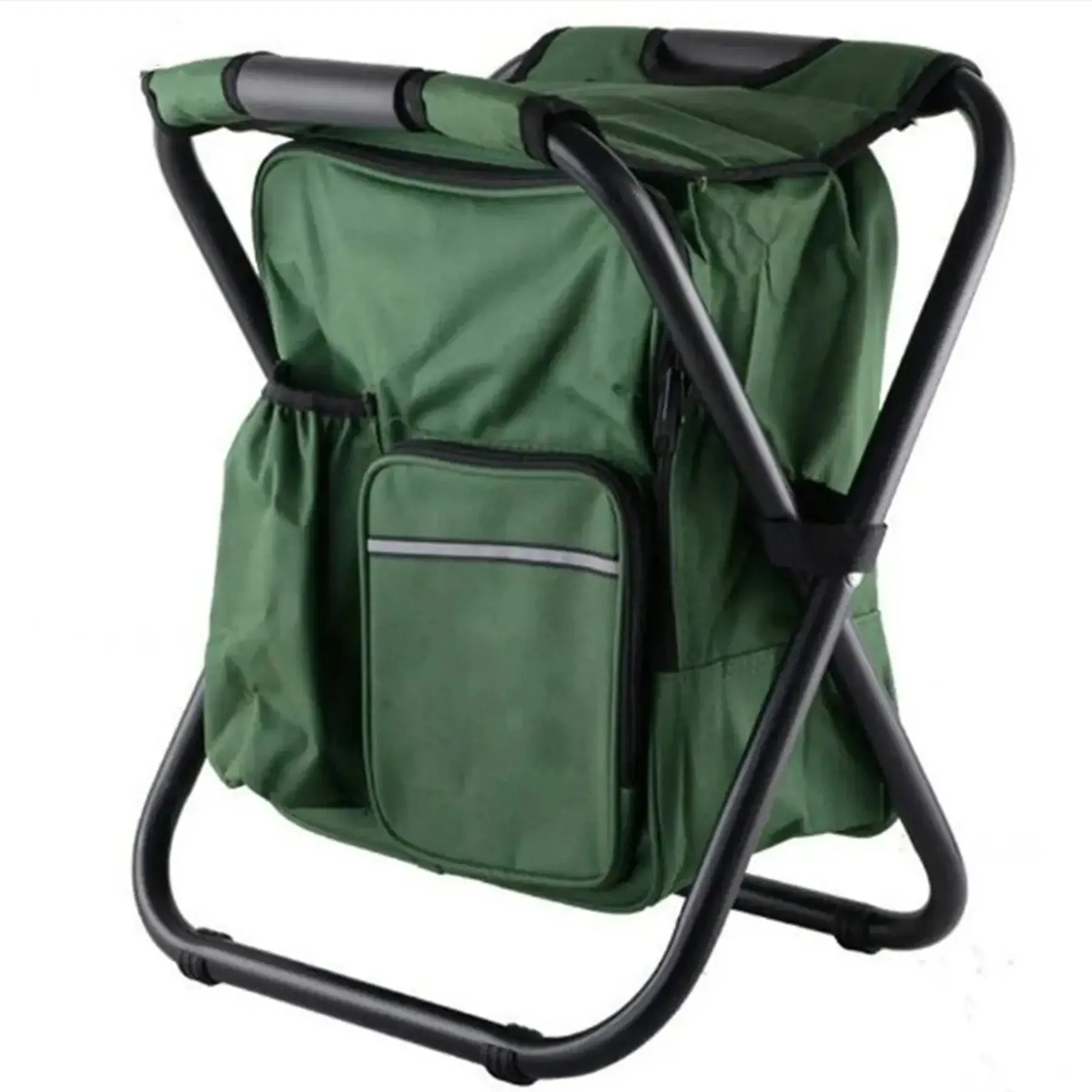 Compact Folding Camp Chair with Insulated Cooler - Lightweight Outdoor Stool for Fishing, Hiking,