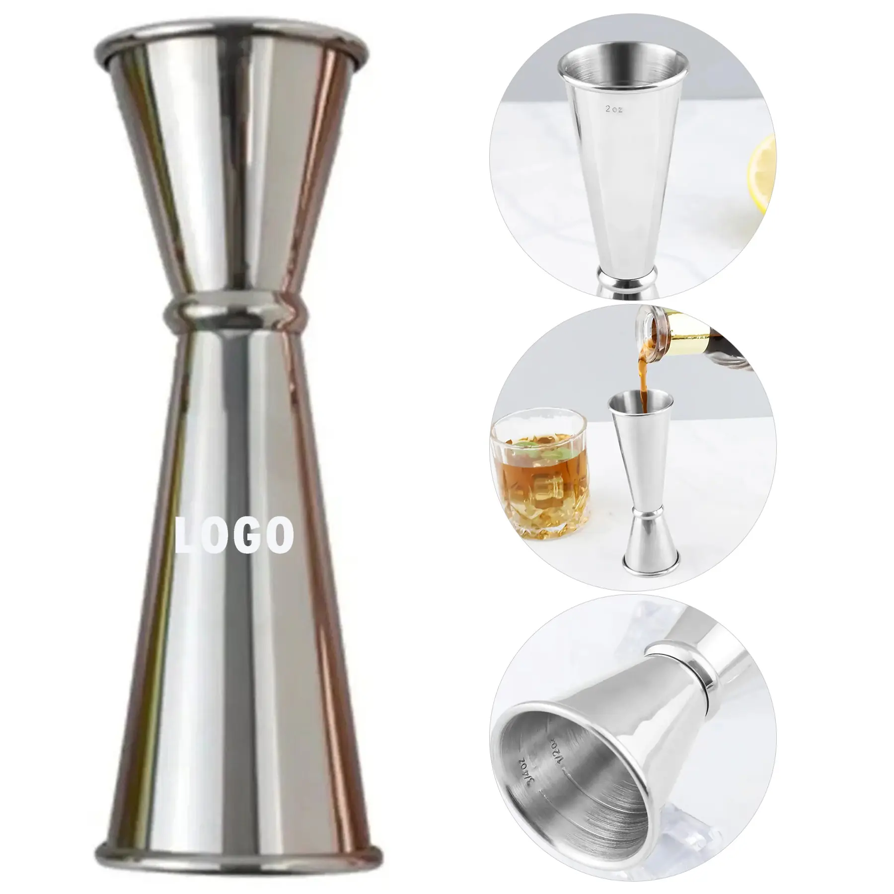 Double Sided Stainless Steel Jigger Cocktail Measure 0.5oz 1oz 2