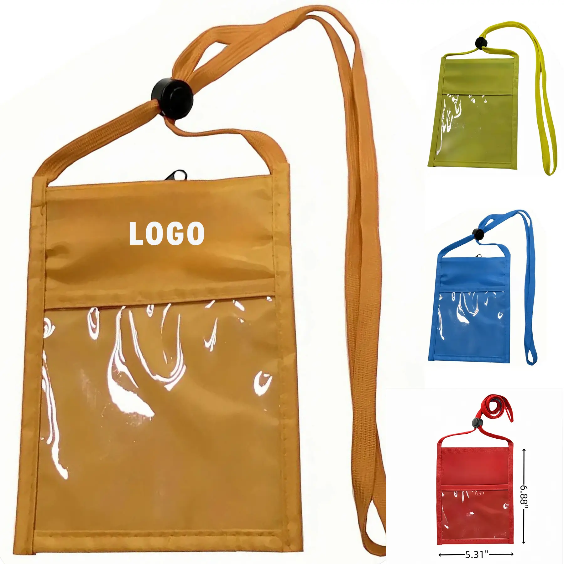 Adjustable Lanyard ID Badge Holder with Clear Pocket Document Pouch 2