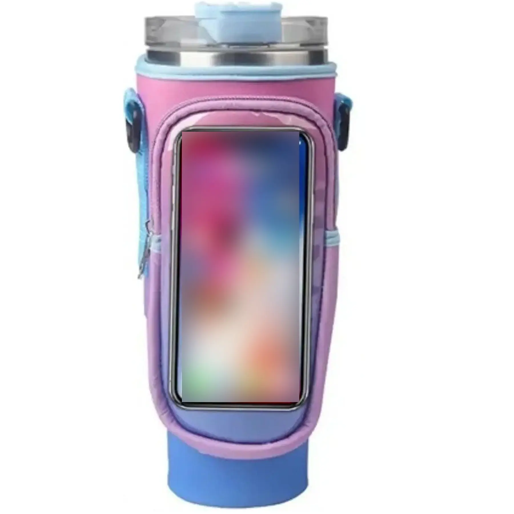 Waterproof Neoprene Bottle Sleeve with Touch Screen Phone Pocket for 40 oz Cups