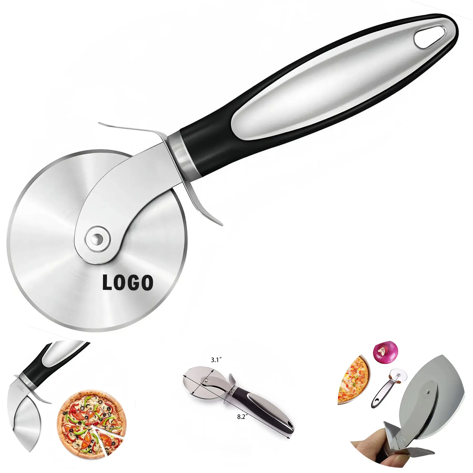 Round Pizza Cutter Wheel Stainless Steel Kitchen Utensil 2