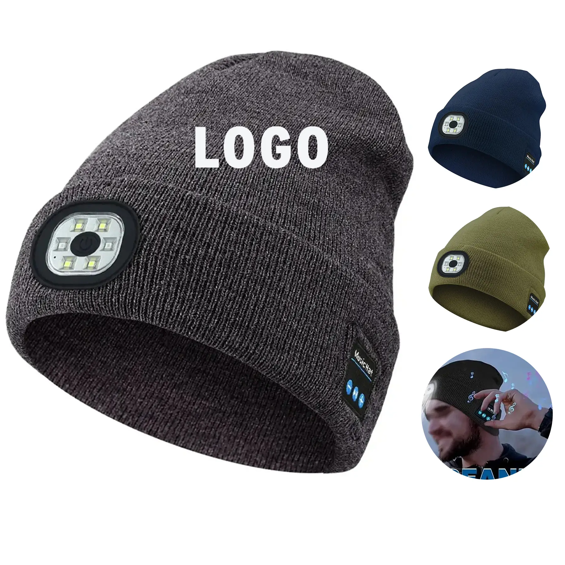 Bluetooth LED Beanie Hat Speaker Rechargeable 2