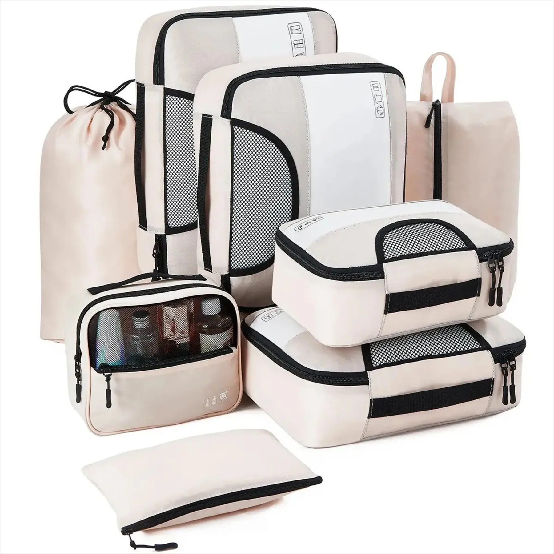 Travel Packing Cubes 8 Piece Water Resistant Luggage Organizer Set