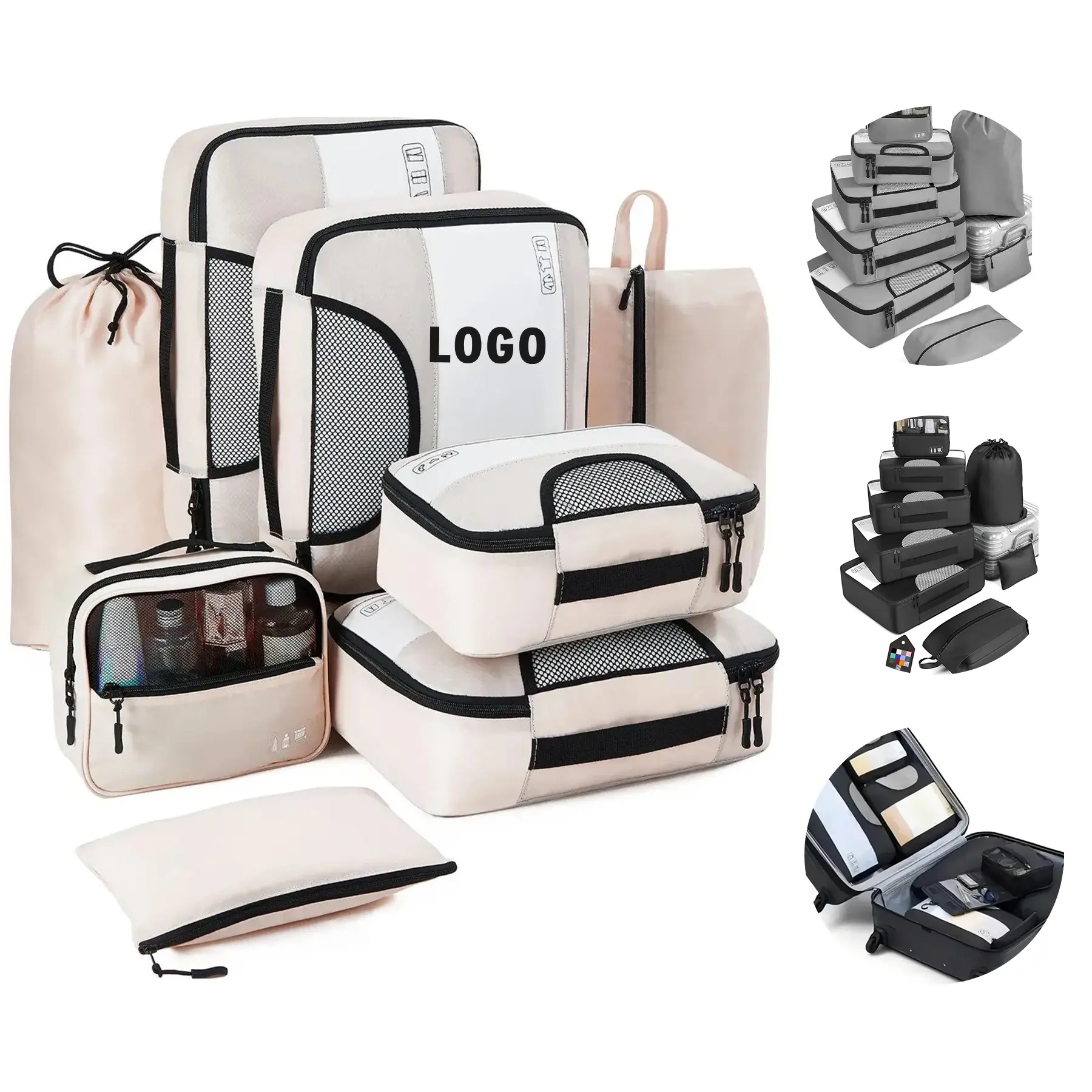 Travel Packing Cubes 8 Piece Water Resistant Luggage Organizer Set 2