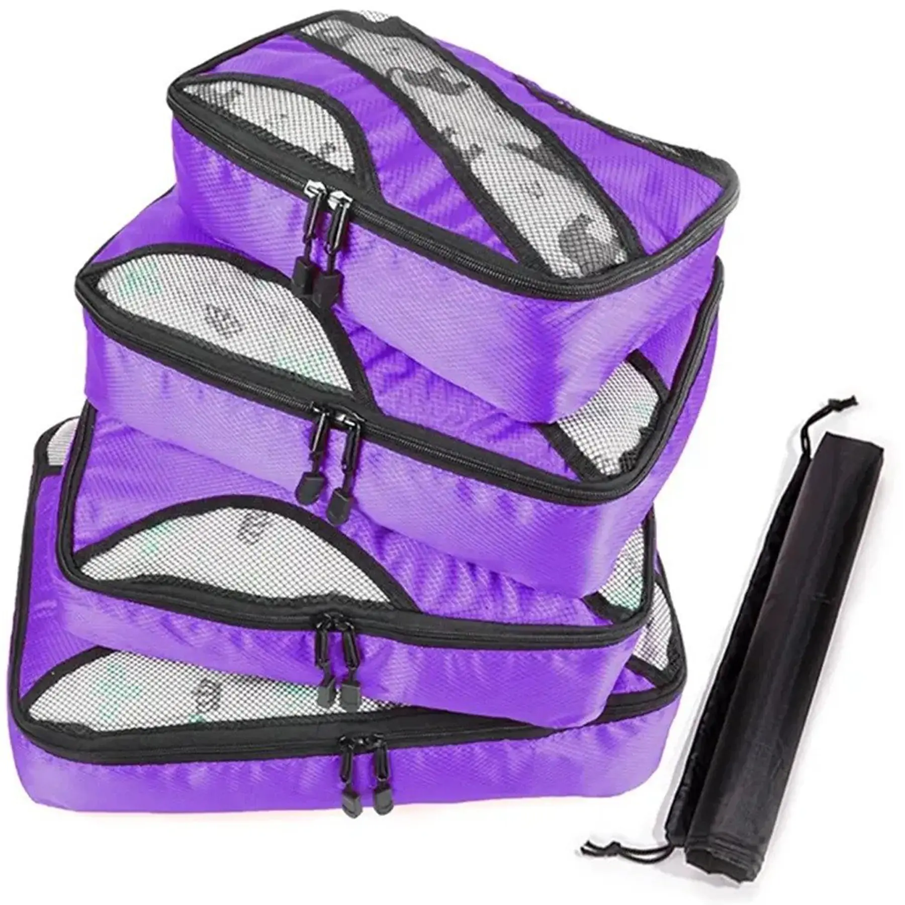 Four Piece Portable Nylon Mesh Packing Cubes Set