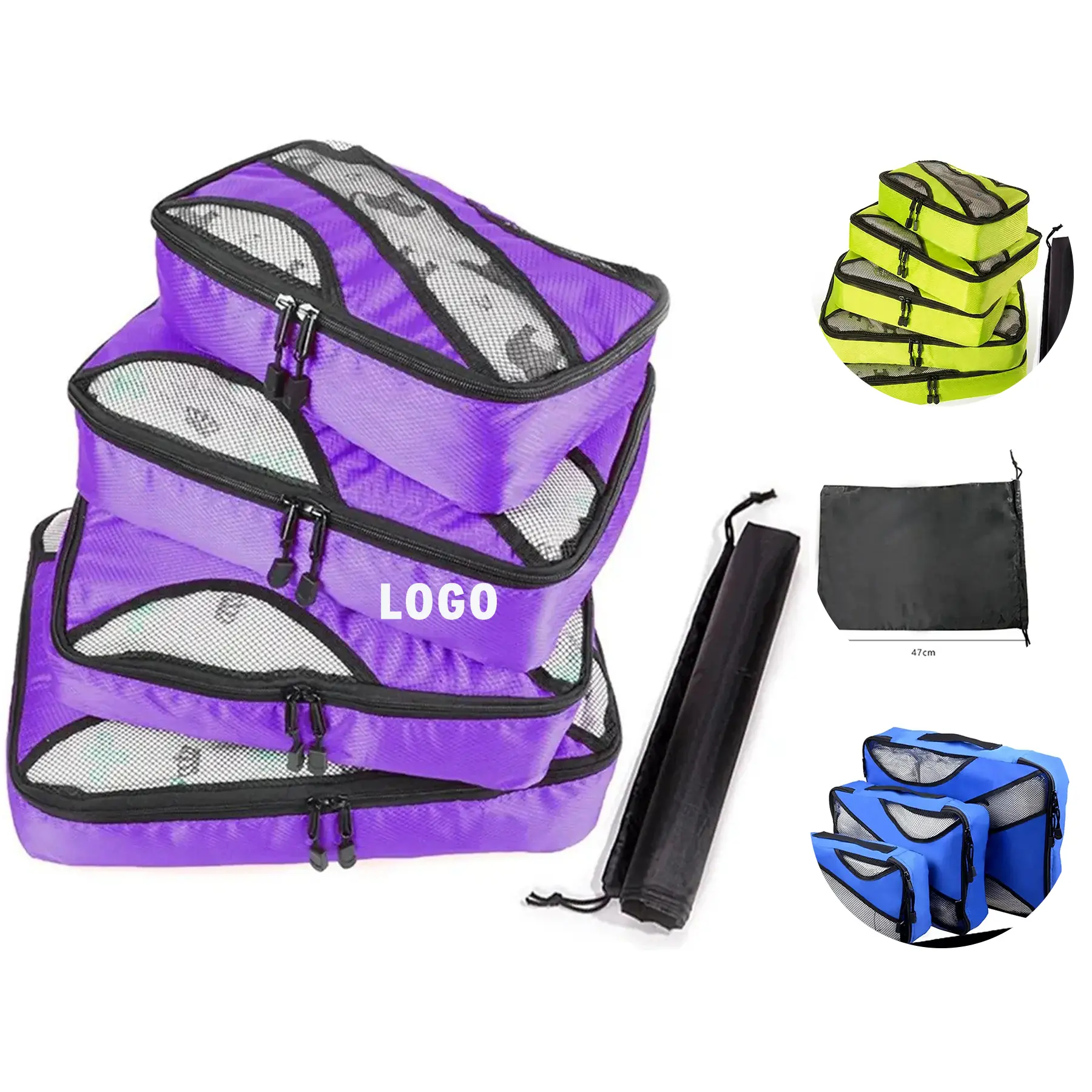 Four Piece Portable Nylon Mesh Packing Cubes Set 2