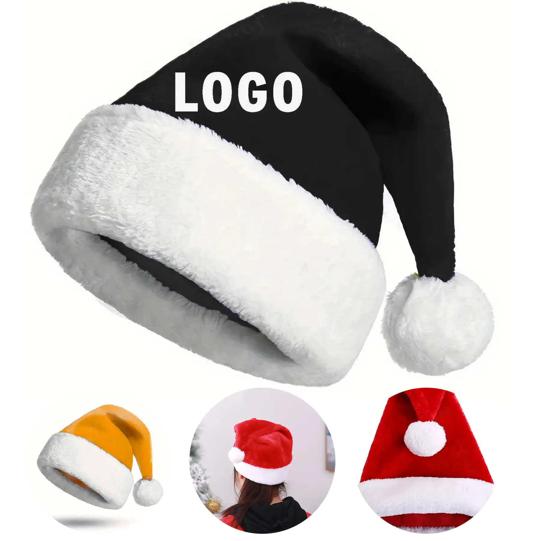 Christmas Santa Hat Red Plush Winter Festive Cap 2