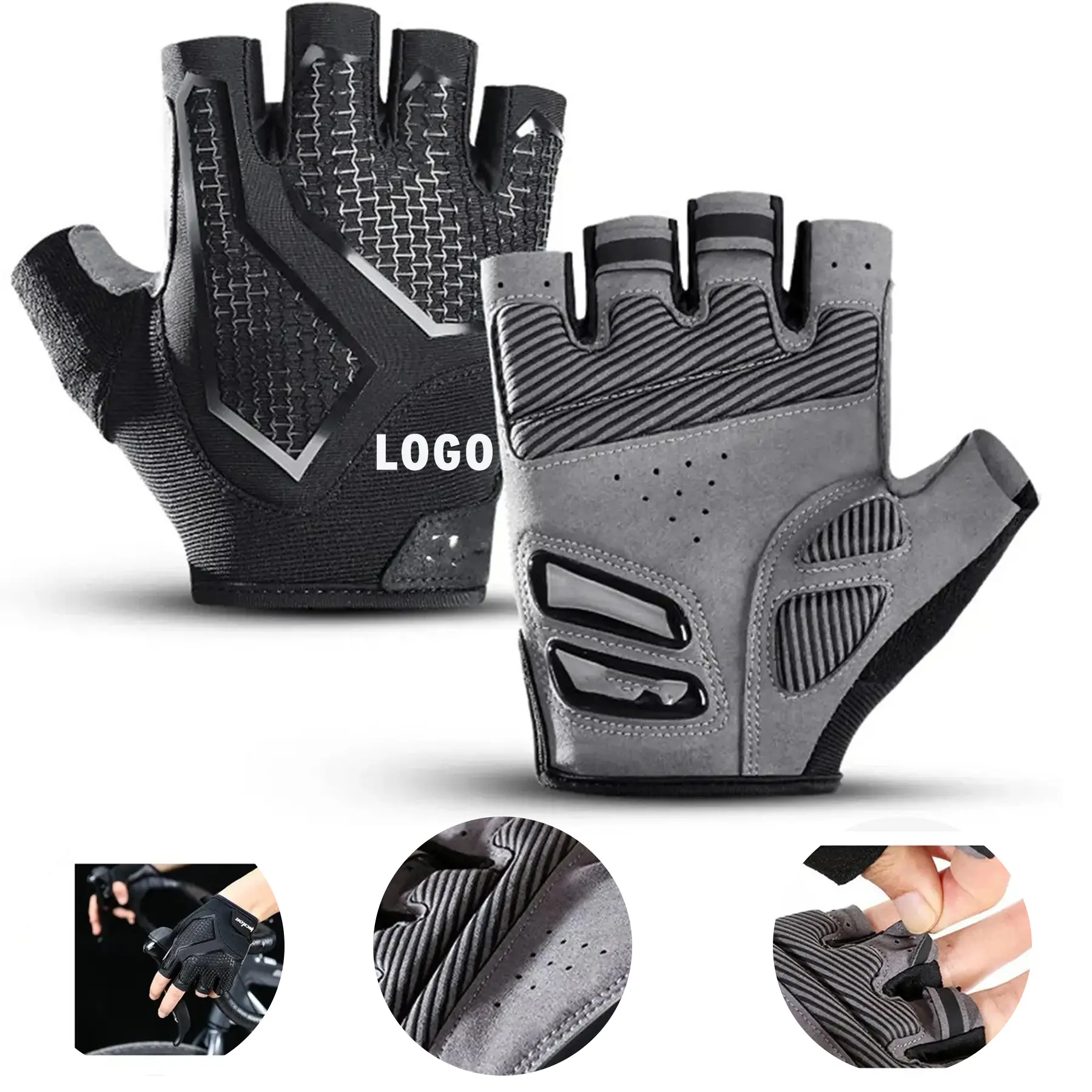 Cycling Gloves Open Fingertips Breathable Padding Protection 2