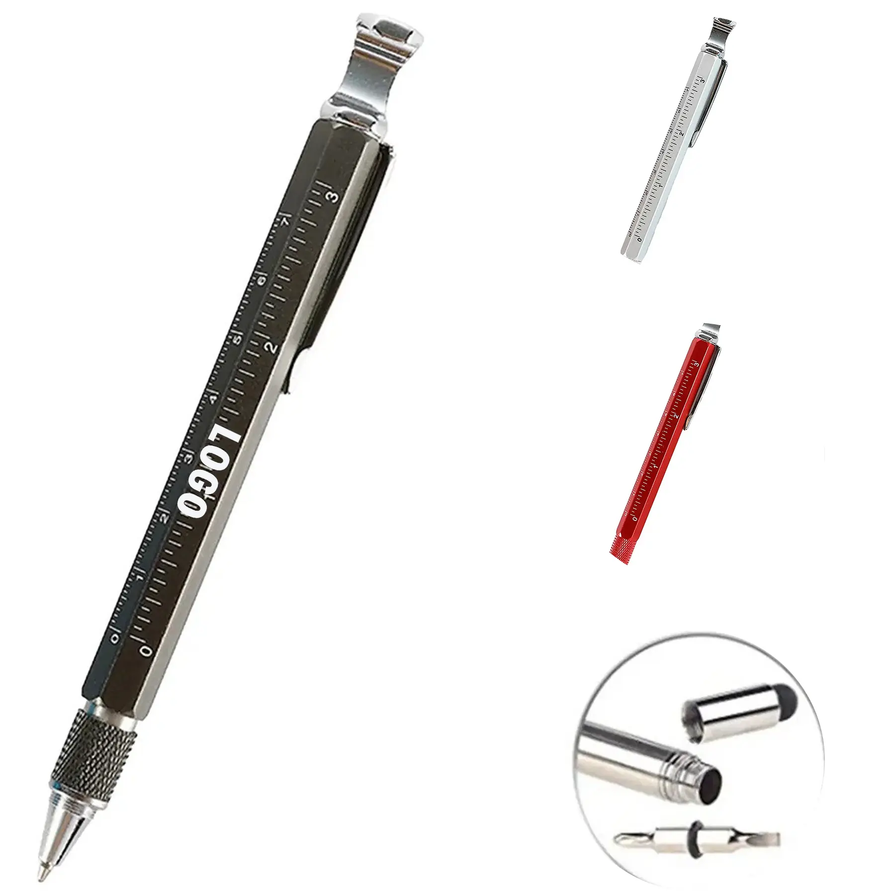 EDC Aluminum Multi Function Pen Bottle Opener Phone Stand Ruler Screwdriver Touch Stylus 2