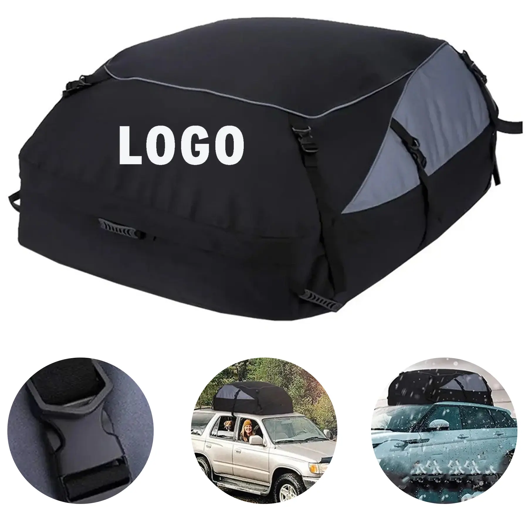Waterproof Heavy Duty Car Top Cargo Bag Foldable 600D Oxford Cloth 2