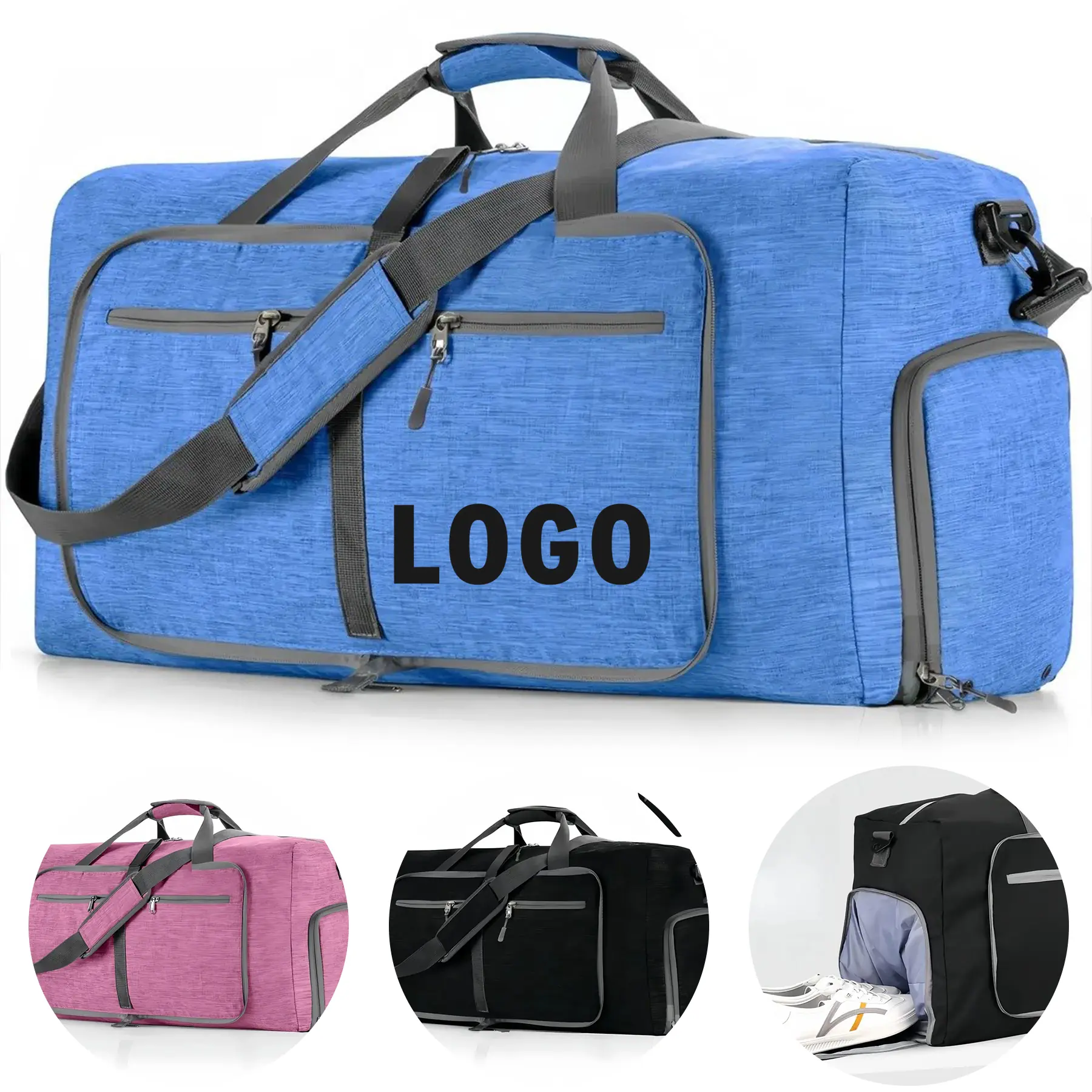 Convertible Foldable Travel Duffel Bag Shoe Compartment 2