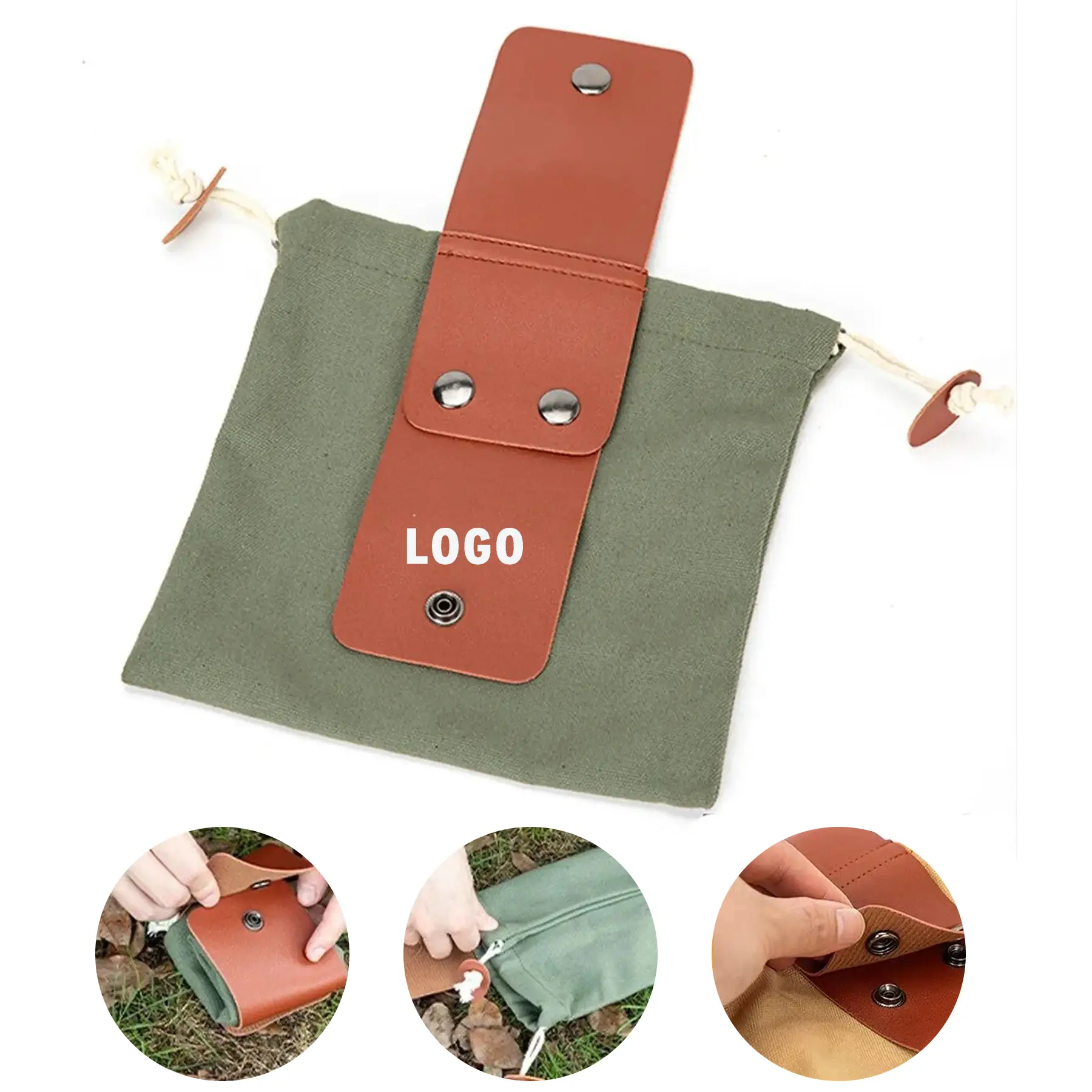 Heavy Duty Waxed Canvas Foldable Harvest Pouch for Outdoor Adventures - Large Capacity Belt Bag 2