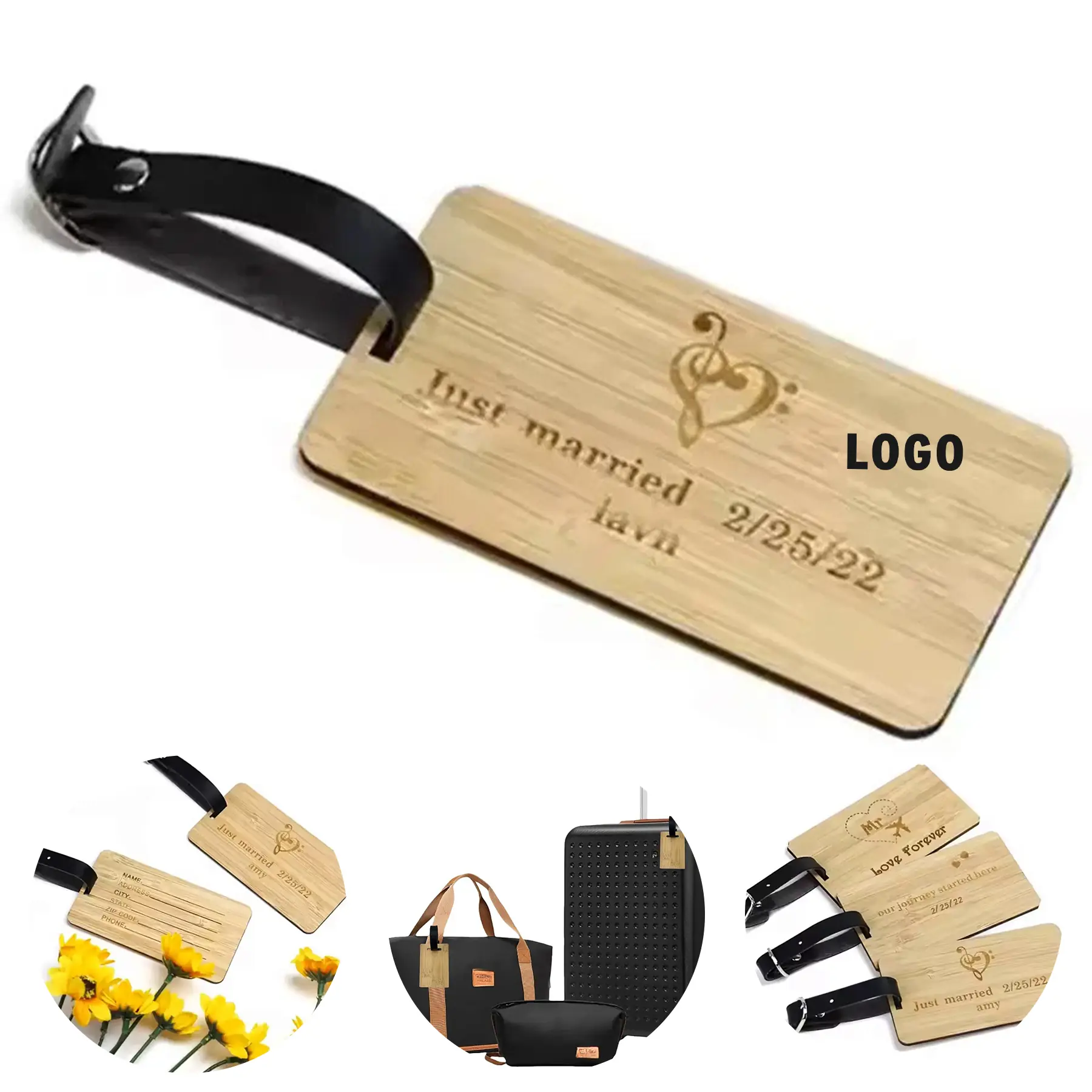 Personalized Engraved Wooden Luggage Name Badge 2