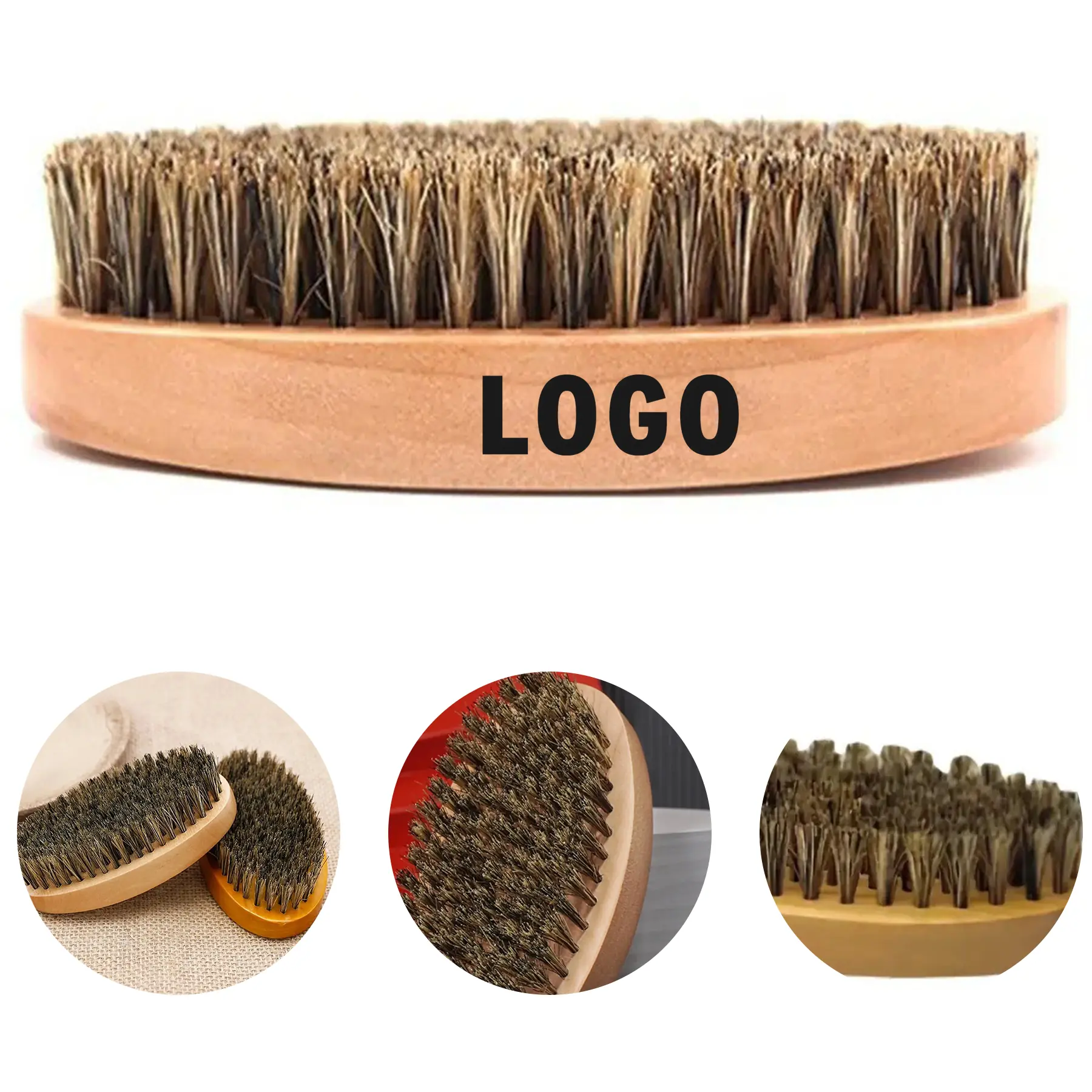 Premium Natural Boar Bristle Wave Brush for Beard Styling and Hair Detangling 2