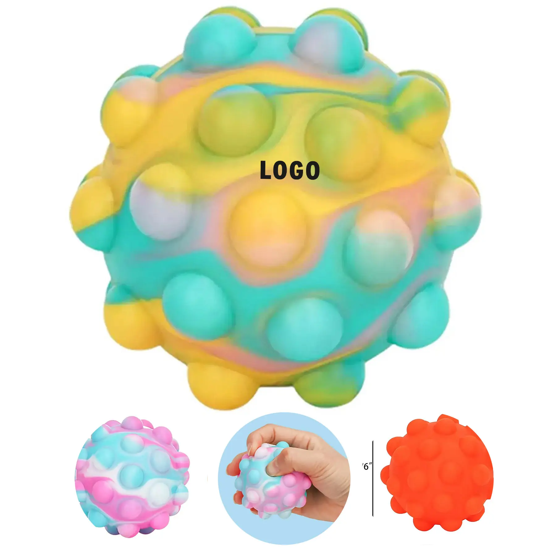 Custom Printed Silicone Bubble Pop Stress Ball for Desk Fidget Relief 2