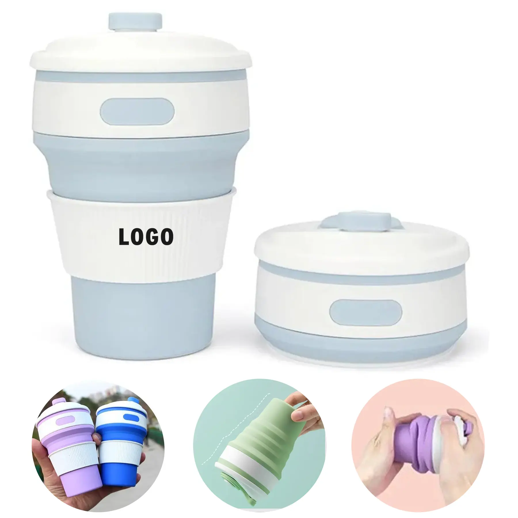 Foldable Silicone Cup 12 Ounce Reusable Travel Mug Compact 2