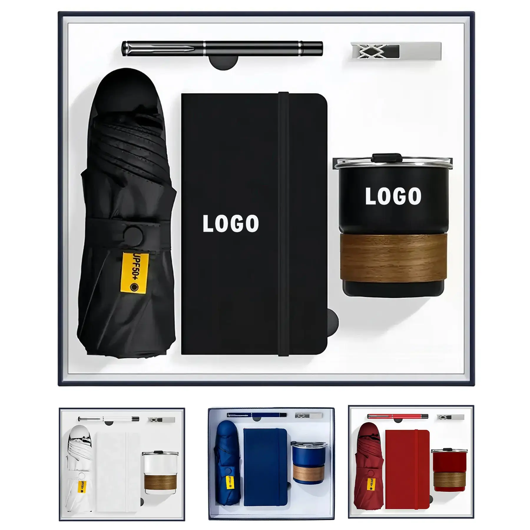 Deluxe Business Gift Set: Notebook, Pen, Umbrella, Travel Cup, USB Flash Drive 2