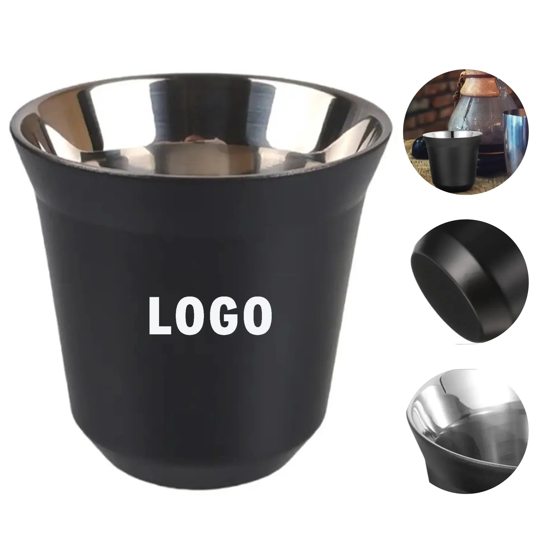 Compact Double Wall Stainless Steel Espresso Cup for Camping Travel 2