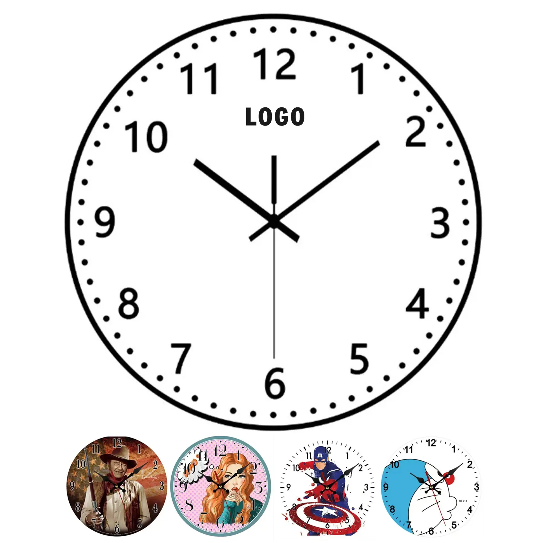 Custom Logo Plastic Wall Clock Office Branding Round White Dial 2