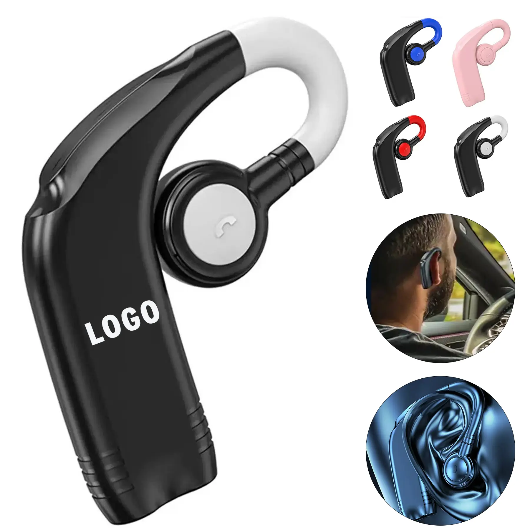 Wireless Bluetooth Ear Hook Headset Integrated Noise Cancelling Microphone 2