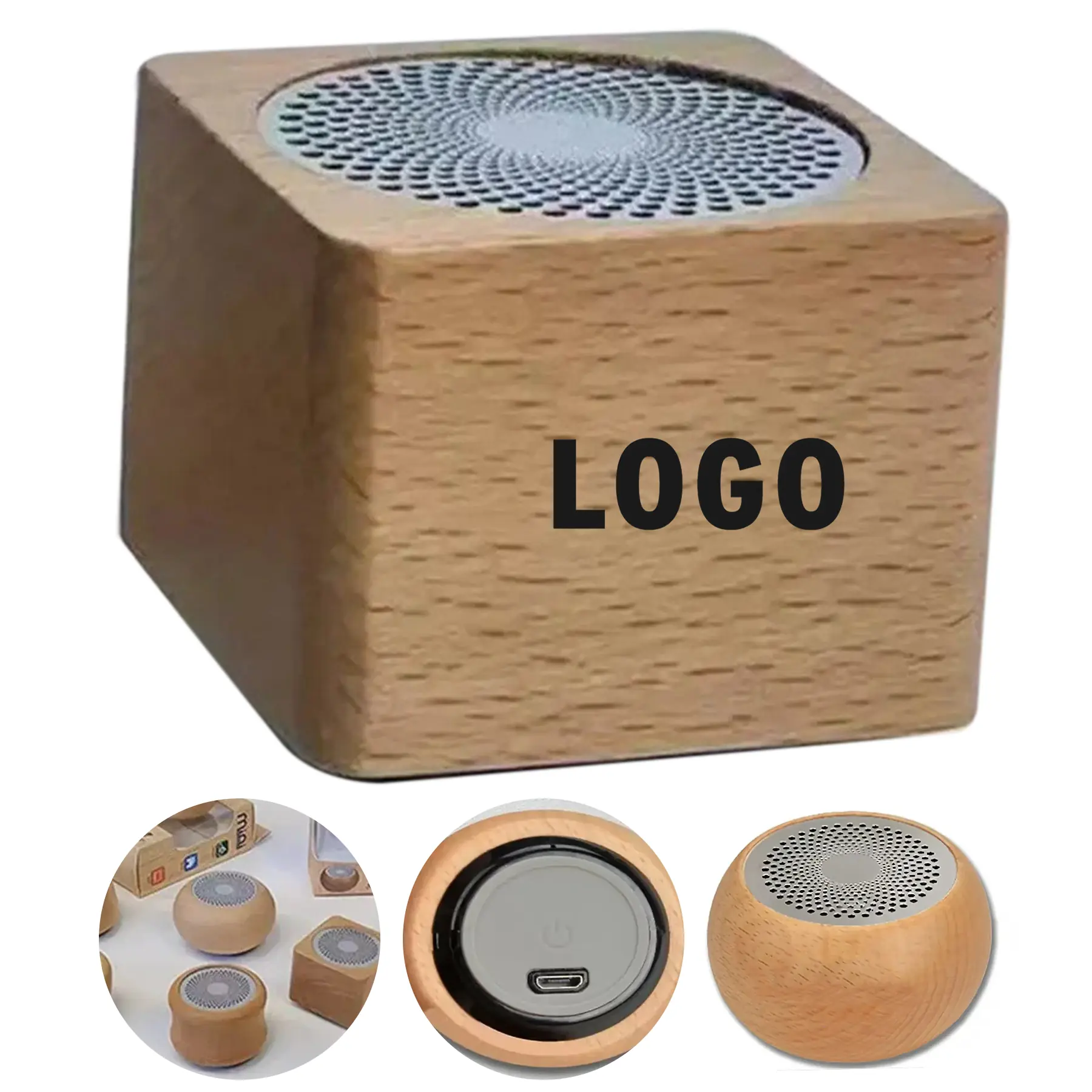 Compact Natural Wood Bluetooth Speaker Custom Promotional Gift 2