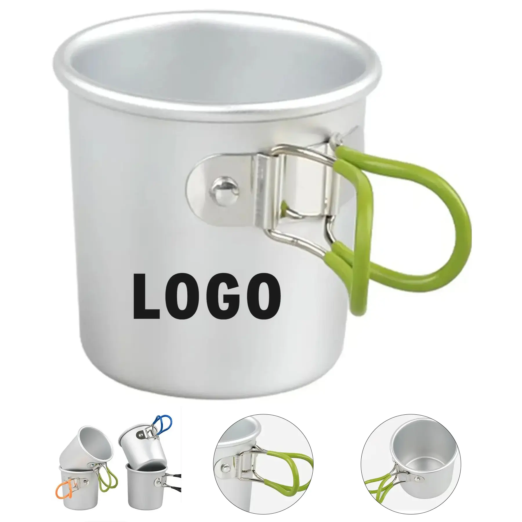 Foldable Handle Aluminum Camping Mug Custom Logo Outdoor Travel 2