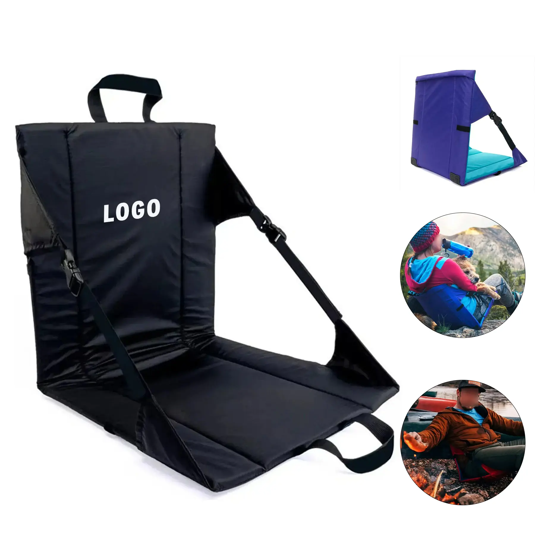 Foldable Travel Seat Cushion with Back Support for Outdoor Activities 2