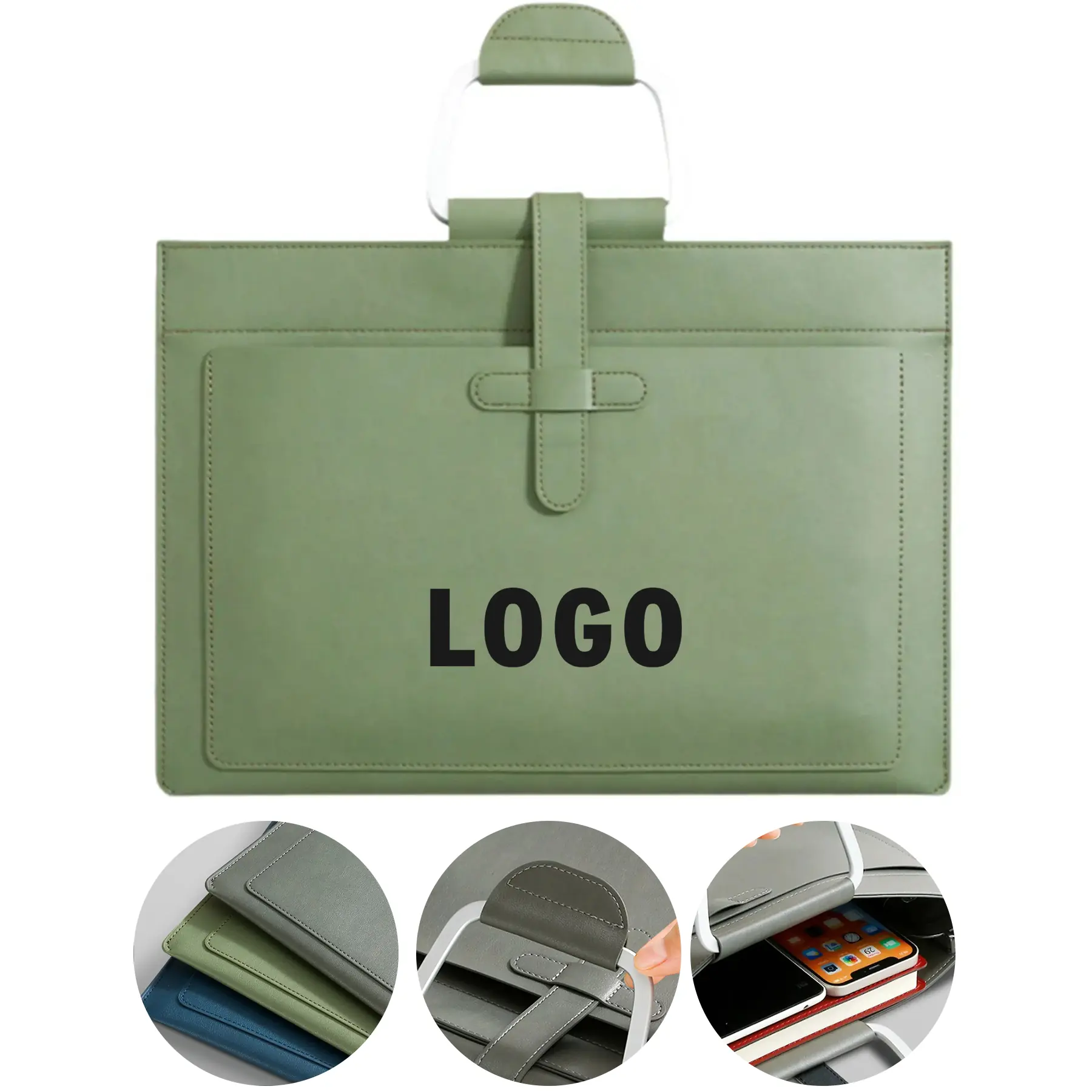Executive Water Resistant PU Leather Business File Bag Handle 2