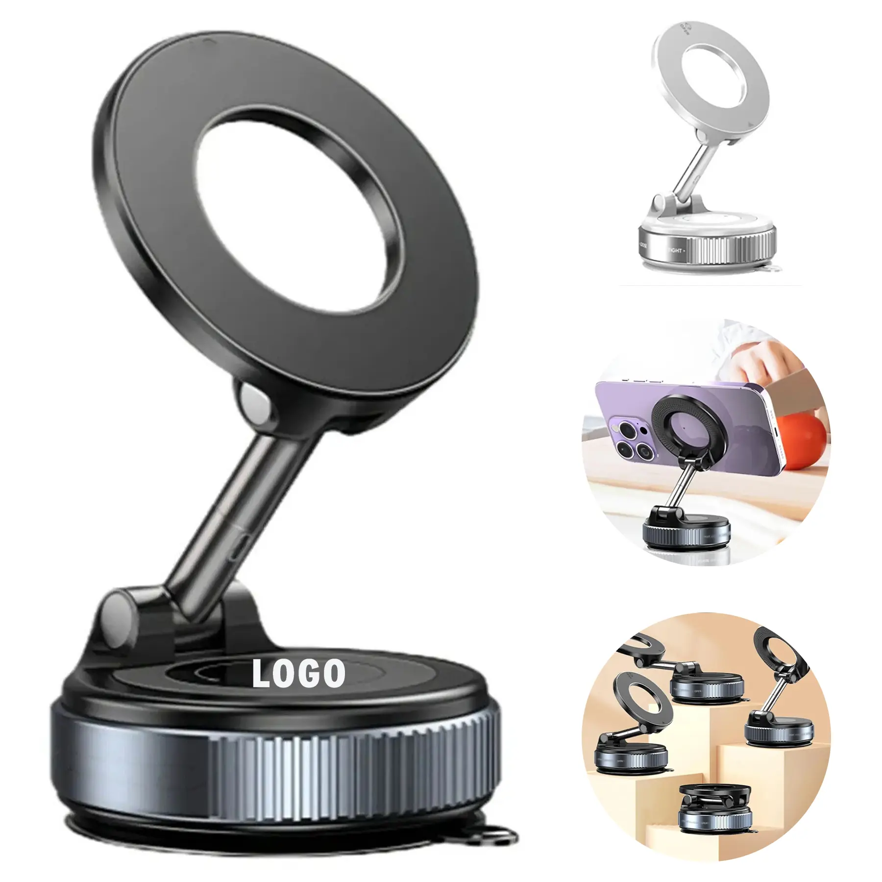 Magnetic Suction Phone Mount Foldable Car Desk Stand 2