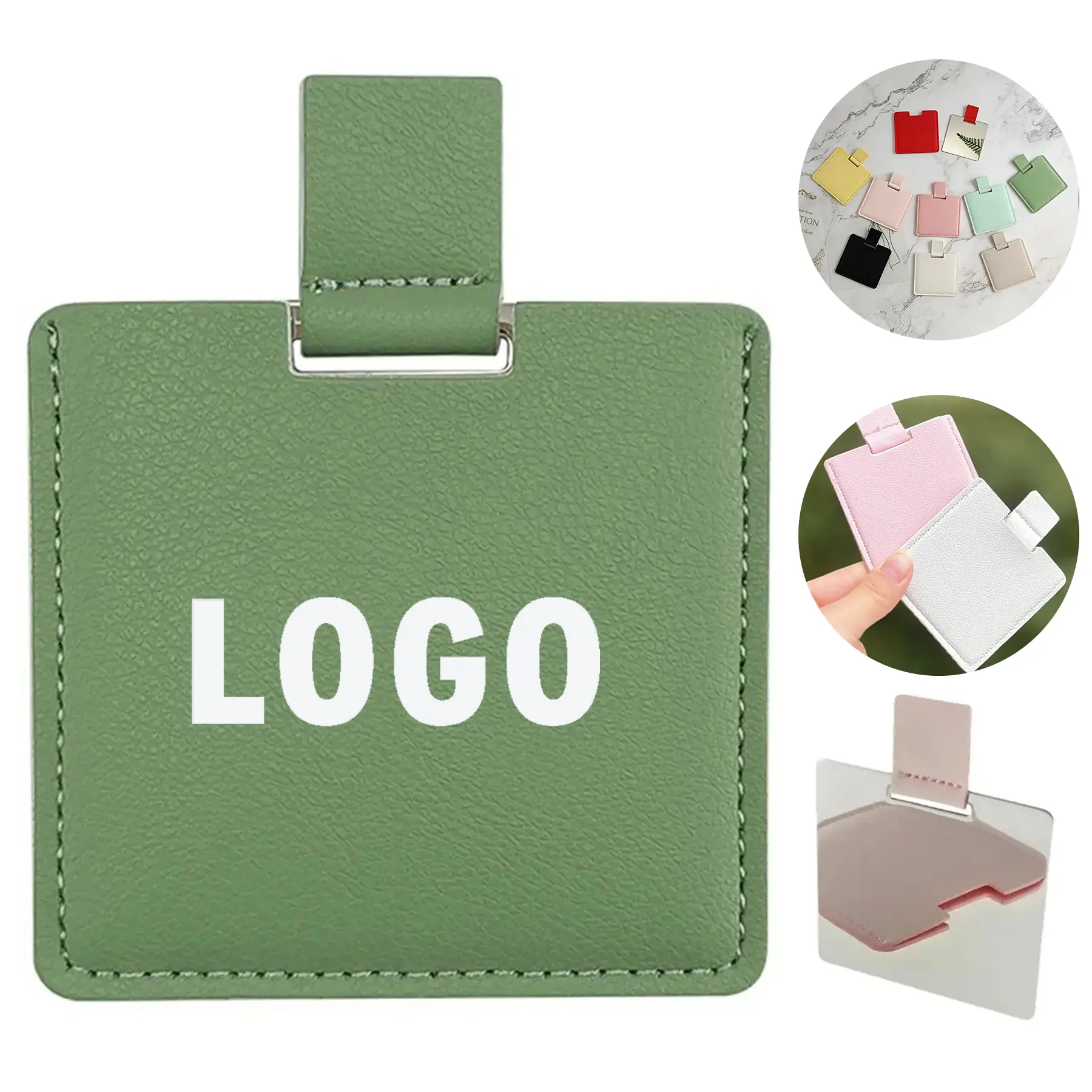 Portable Stainless Steel Makeup Mirror PU Leather Case 2