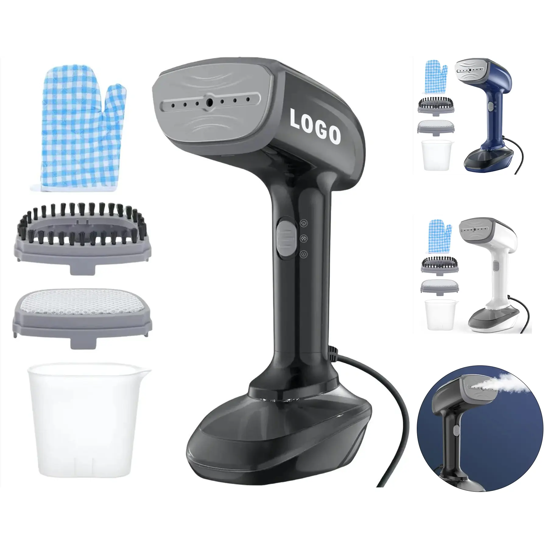Handheld Fabric Steamer Travel Wrinkle Remover Brush Set 2