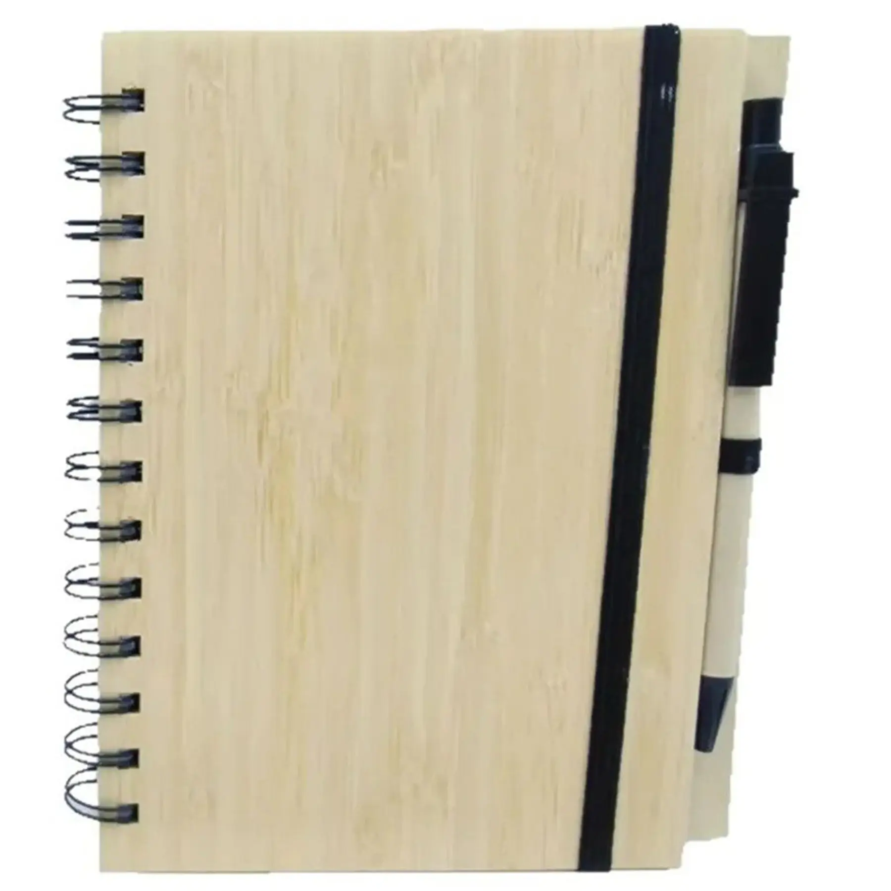 Eco Friendly Bamboo Journal Elastic Closure Spiral Bound Notebook