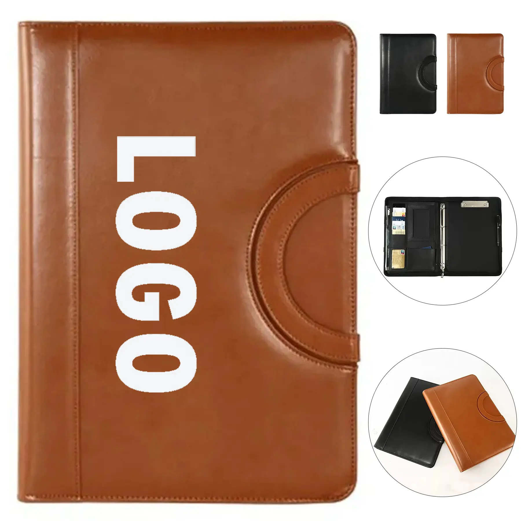 Leather Padfolio Concealed Handle Business Organizer 2