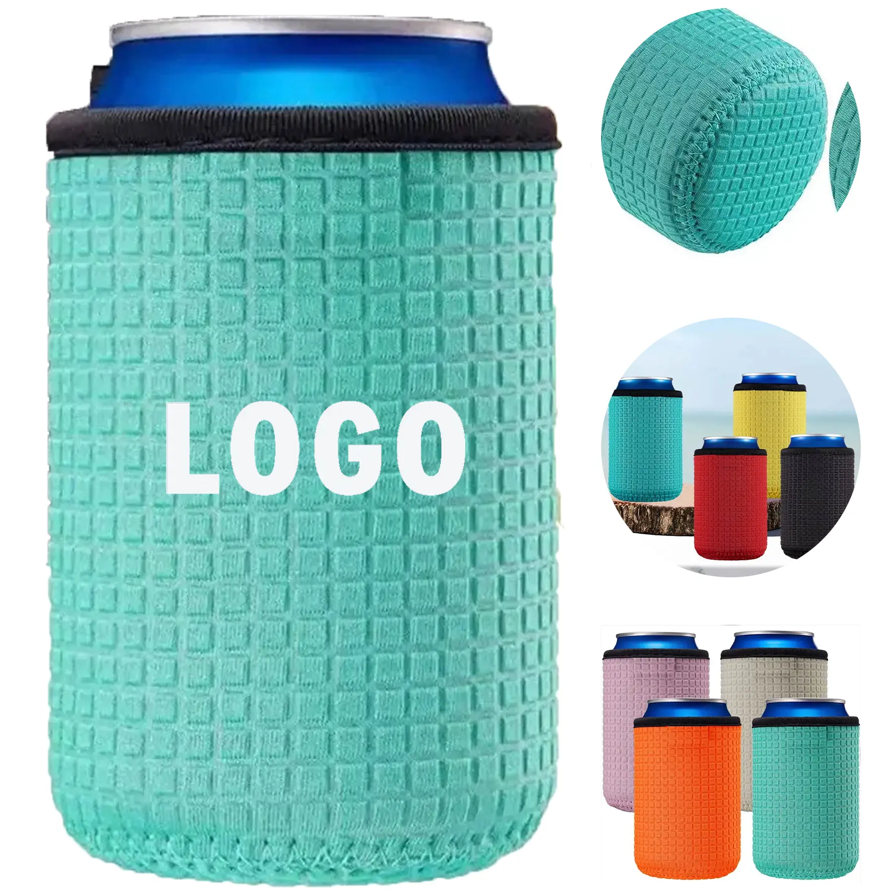 Insulated Can Cooler Sleeve Textured Grip Neoprene 2
