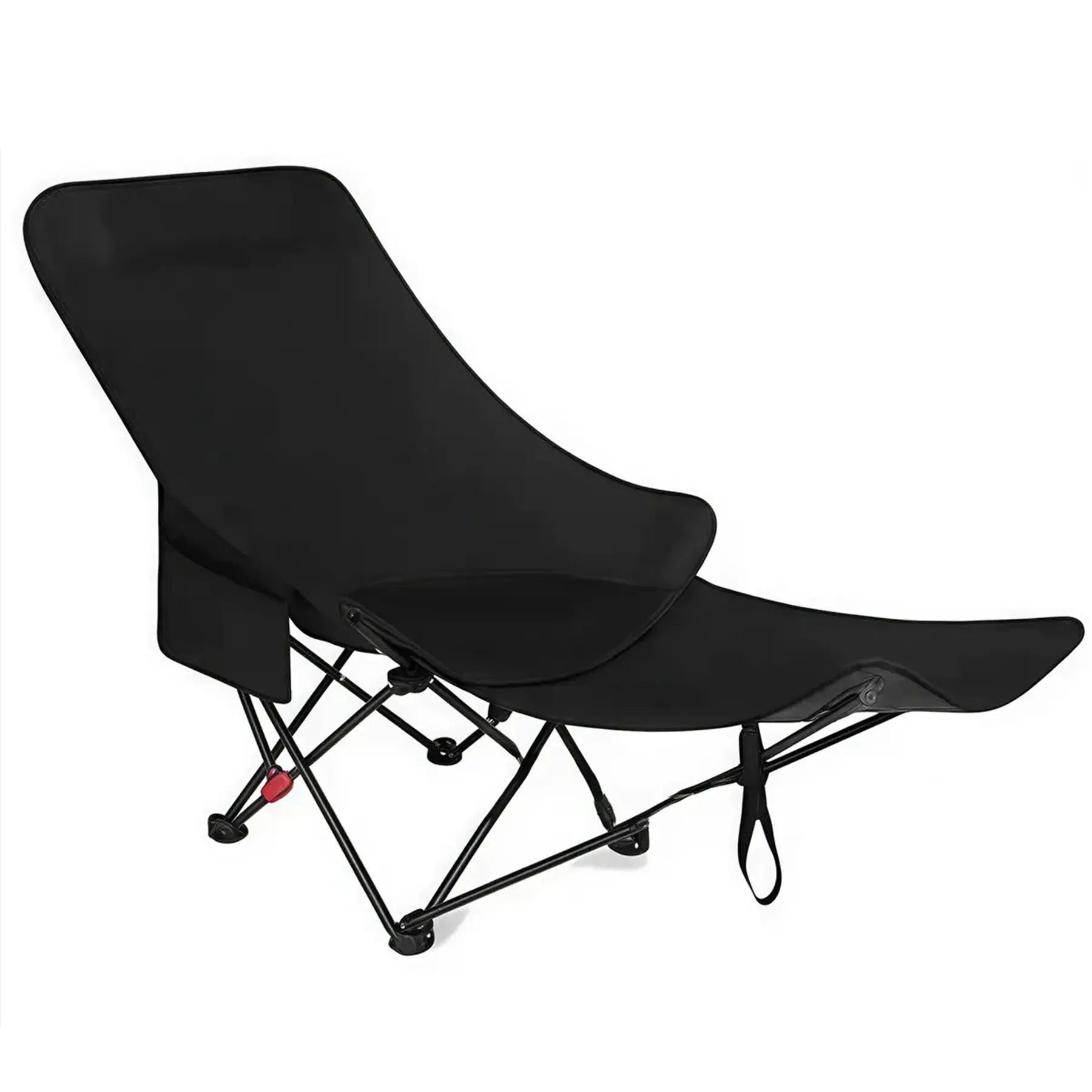 Outdoor Foldable Reclining Camp Chair Footrest Side Storage