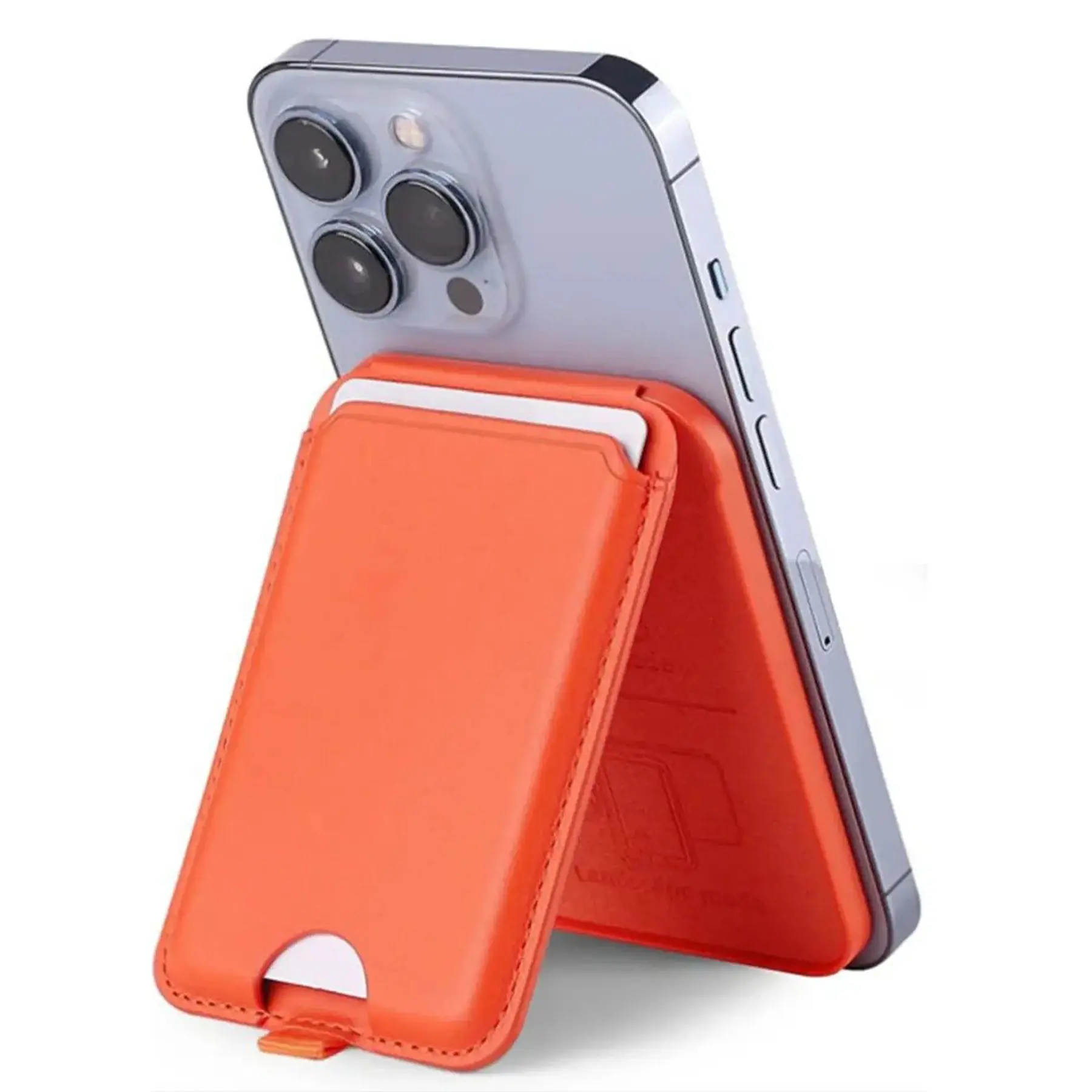 Magnetic Leather Card Holder Wallet with Foldable Stand